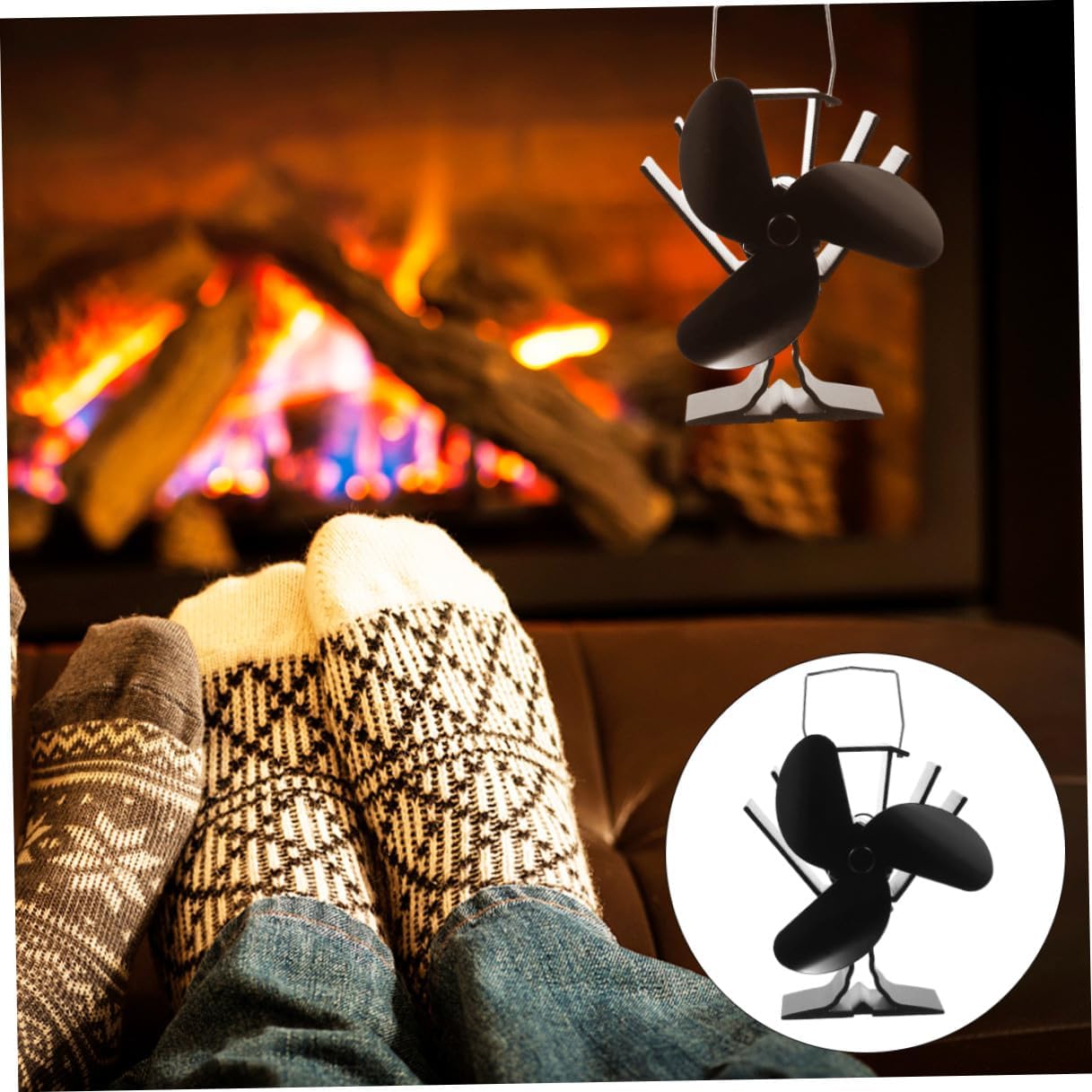 Heat Powered 3-blade Stove Fan Metal Fireplace Fan for Home Heating and Indoor Air Circulation