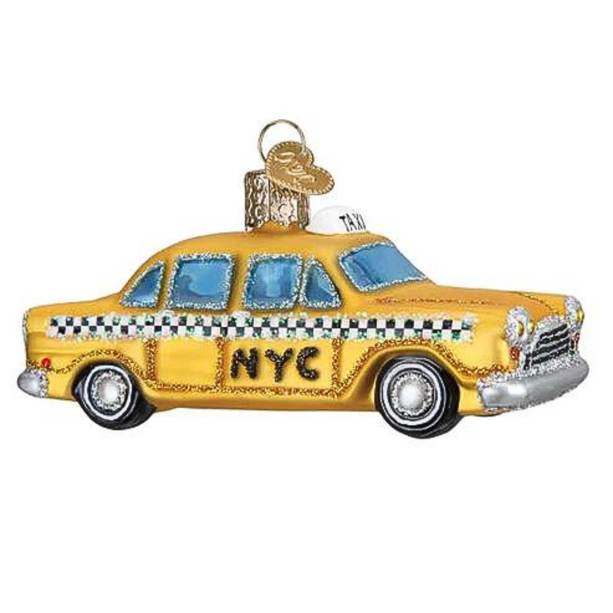 Old World Christmas NYC Taxi Glass Hanging Ornament