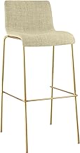 CLP Hover Bar Stool with Backrest, Stackable Stool with Fabric Seat, Gold Metal Frame, Supports up to 150 kg, Colour: Cream