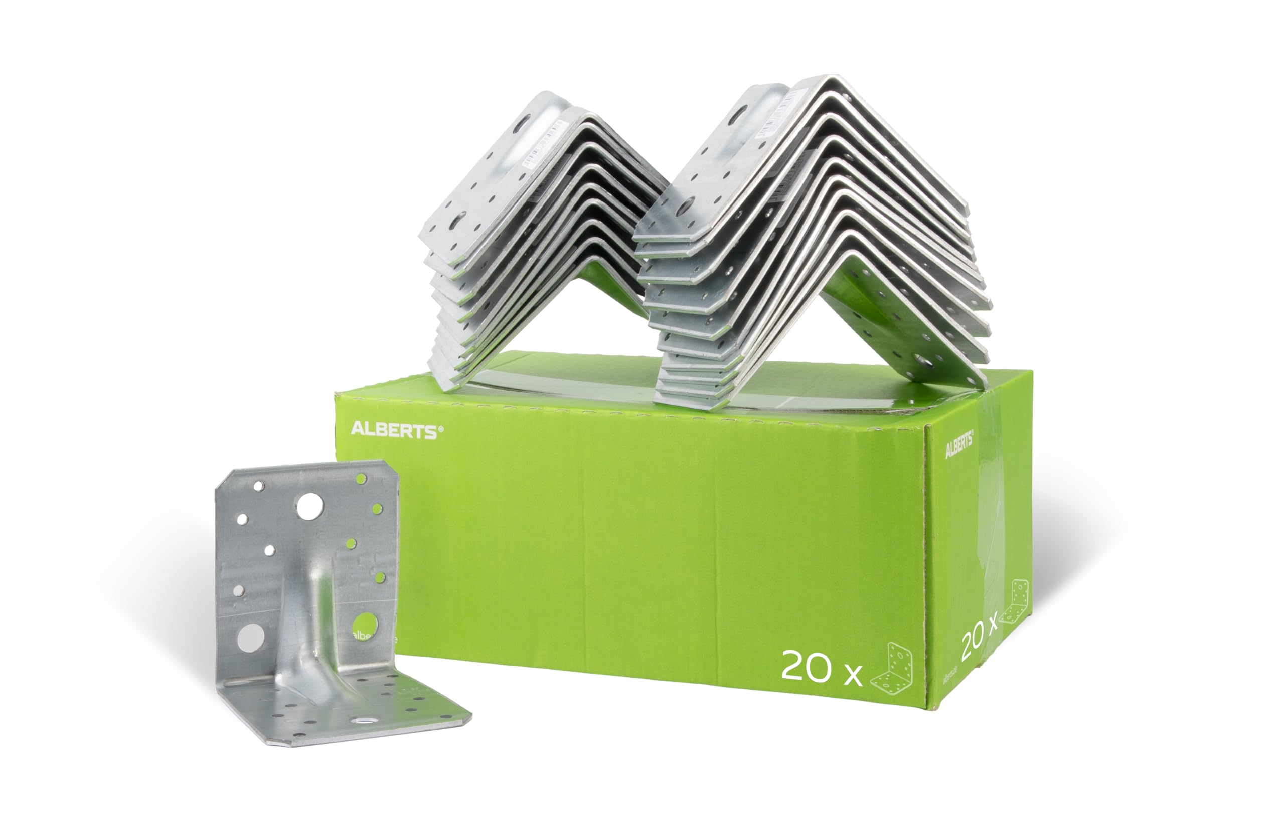 Alberts 846688 Schwerlast-Winkelverbinder mit Sicke | sendzimirverzinkt | 105 x 105 x 90 mm | 20er Set