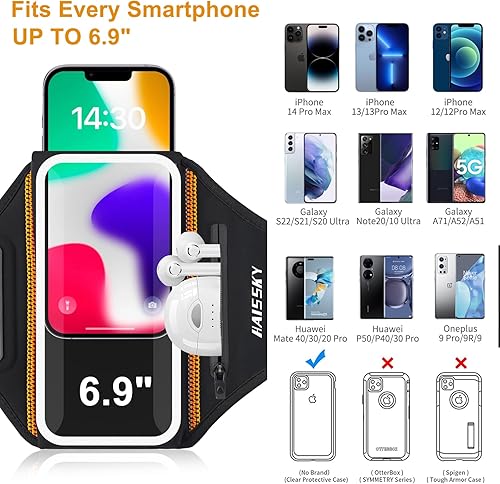Miniatura 3 de Brazalete de teléfono para correr con diseño 3D para teléfono celular con bolsillo con cremallera para auriculares, llaves de automóvil, resistente