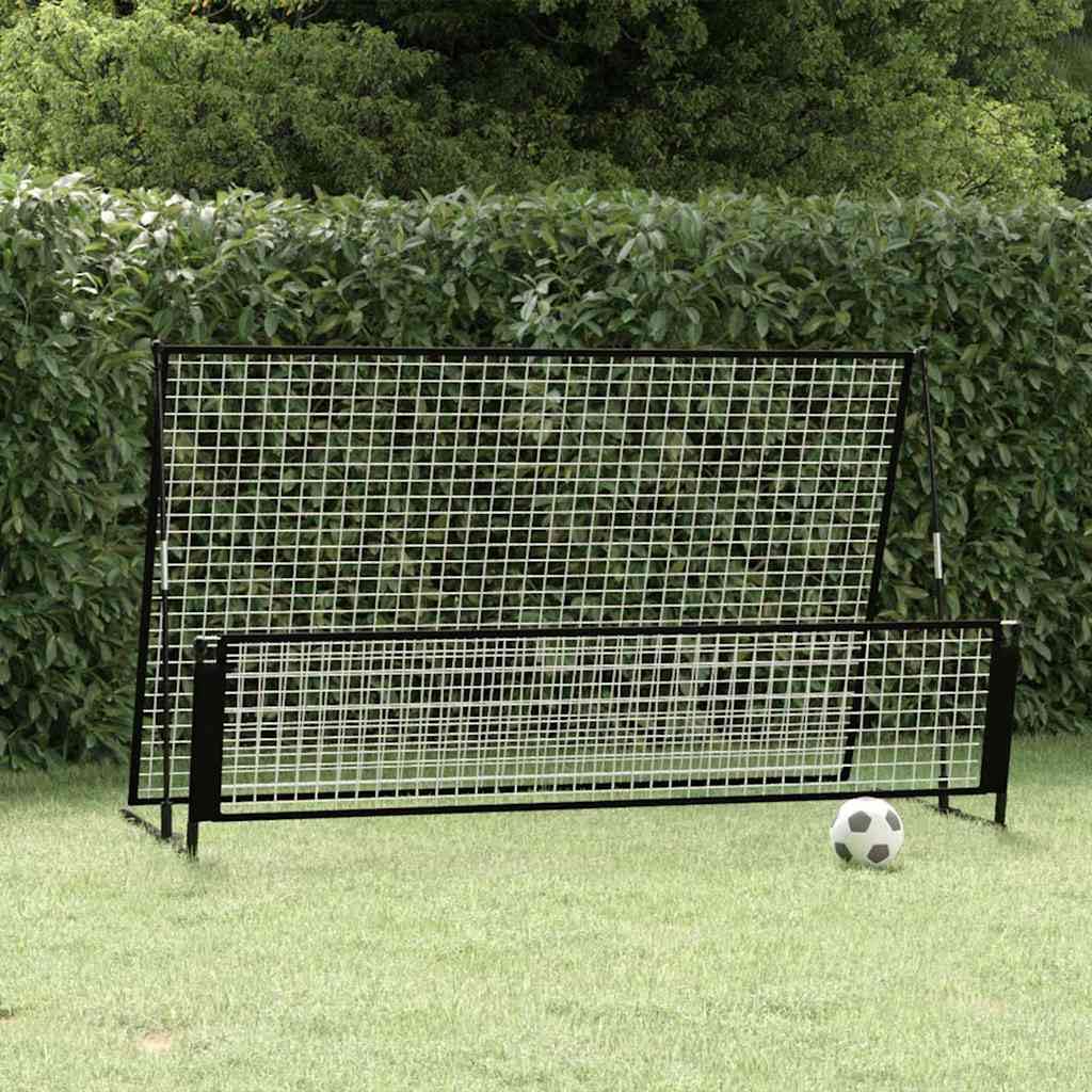 Portería de fútbol 2 en 1 de acero con red de poliéster 202 x 104 x 120 cm, plegable y resistente para entrenamiento, pases, regateo, ocio, club, escuela, jardín, interior y exterior