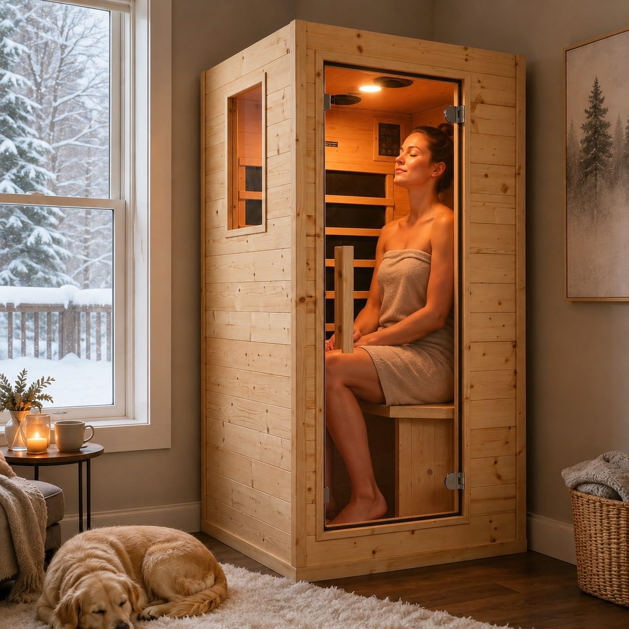 Mini Sauna 1 Person Far Infrared Sauna for Home, 4.9ft Space Saving