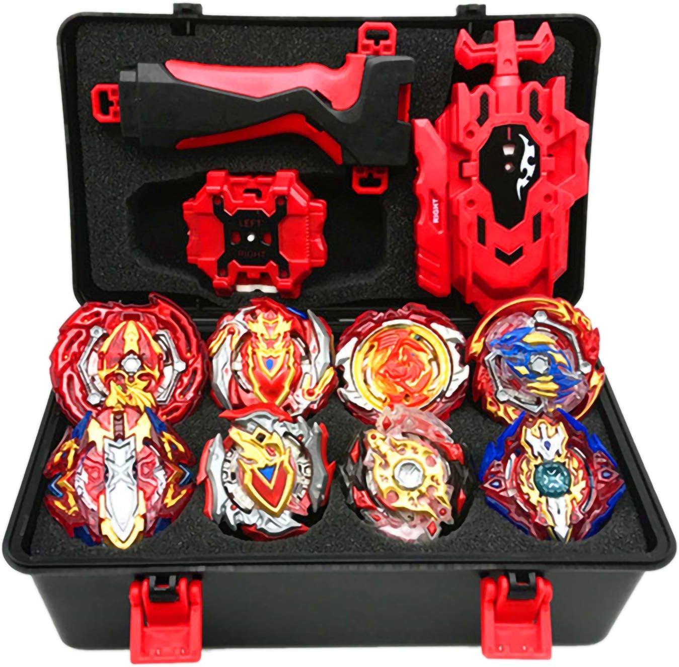 Spinning Tops Burst Set With Launcher,Gyroscope Gyro Novelty Toys Games Metal Fusion Battling Tops stadium Good Gift for Boys Party Children Spinning Top + Accessories