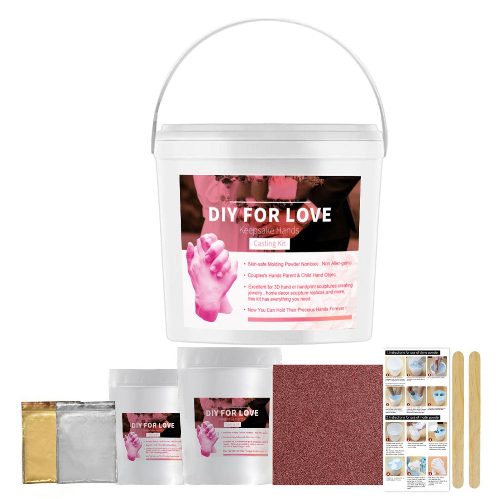 IZHIUTP Kit de fundición a Mano - Bricolaje Kit de moldeo de Manos - Kit de moldes de esculturas de Recuerdo - Sostenga de fundición de Yeso de Molde - for Adultos, Parejas, día de San Valentín