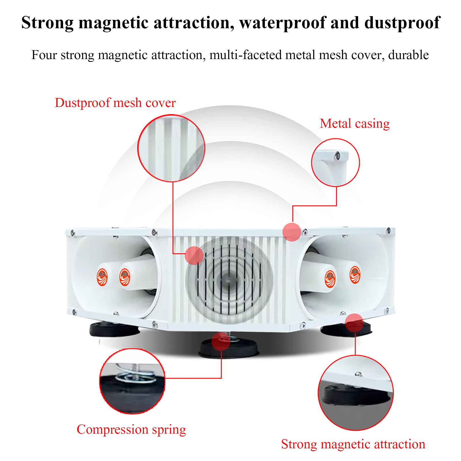 Amplificador para Coche, Altavoz Publicitario De Alta Potencia, Sonido De 360°, Compatible con Lectura De Disco TF/U, Conexión De Micrófono, Conexión BT, 4 Tweeters + 4 Woofers