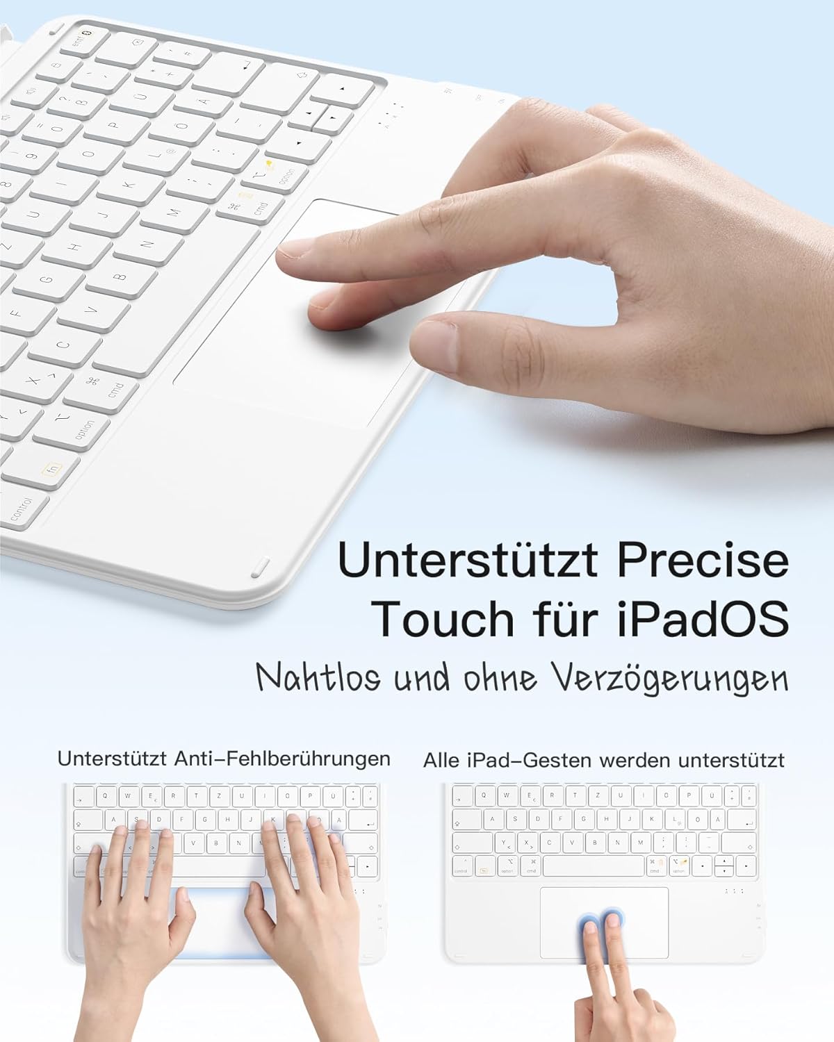 Inateck Keyboard Case, Ultra Light Weight Keyboard Case for iPad 10 Generation, iPad Air 6 11 Inch 2024, iPad Air 5/4 10.9 Inch, iPad Pro 11 4/3/2/1 Gen, Removable with Touchpad, QWERTZ, KB04122