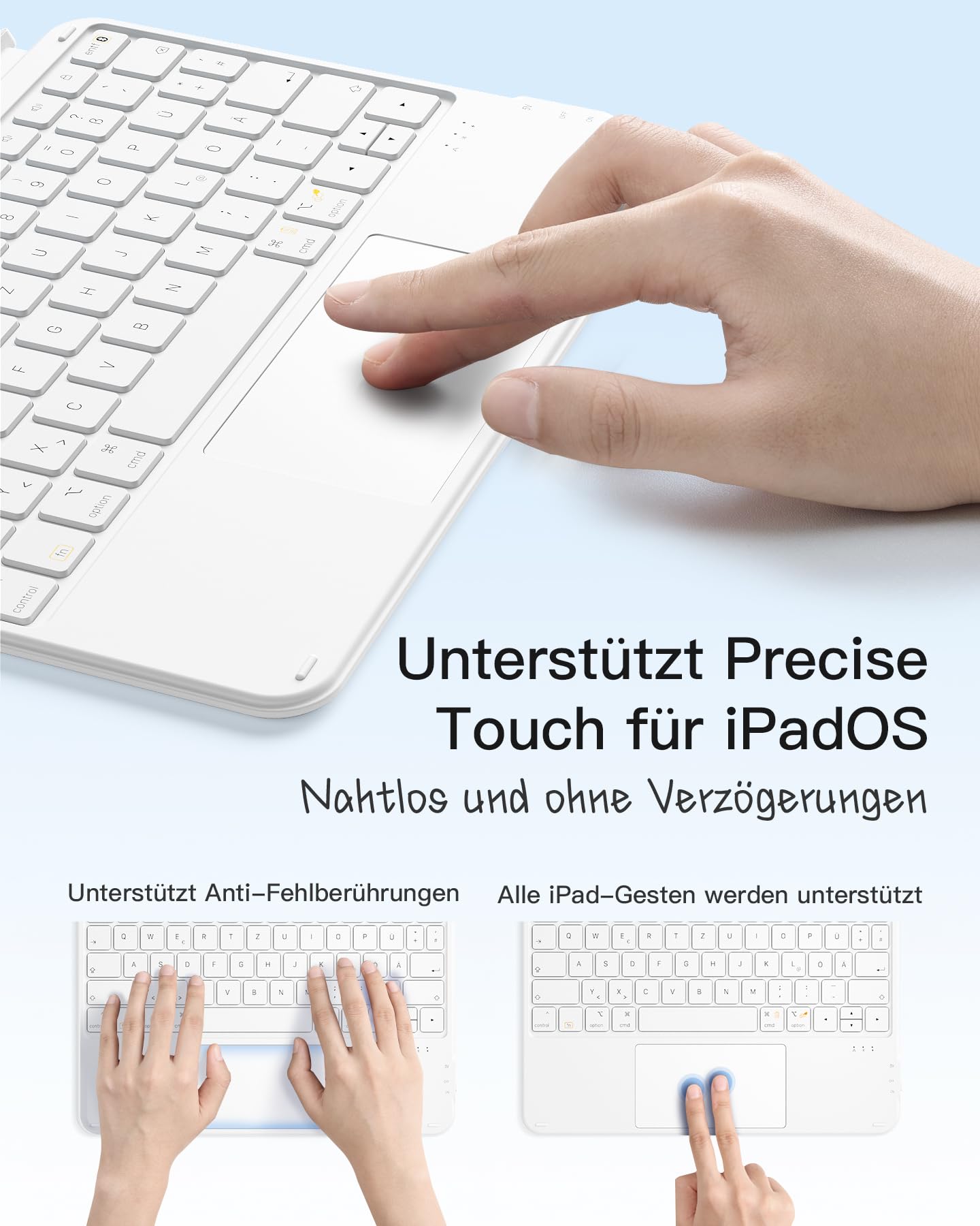 Inateck Etui z klawiaturą, ultralekka klawiatura do iPada 10 generacji, iPad Air 6 11" 2024, iPad Air 5/4 10,9", iPad Pro 11 4/3/2/1 generacji, zdejmowane, z touchpadem, QWERTZ, KB04122