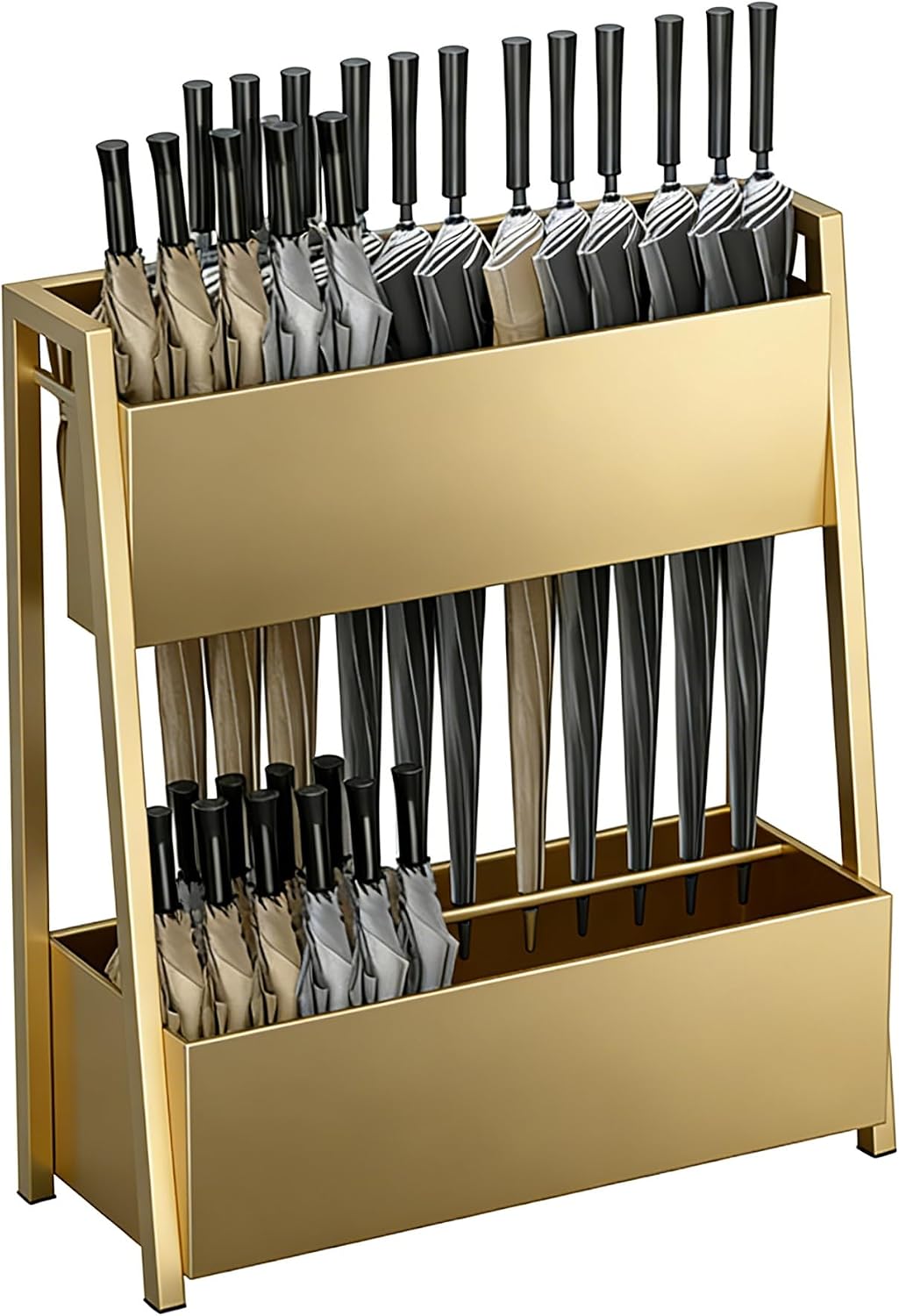 Large Capacity Metal Square Umbrella Stand, Freestanding No-Assembly Organizer for Home, Hotel, Office & Entryway