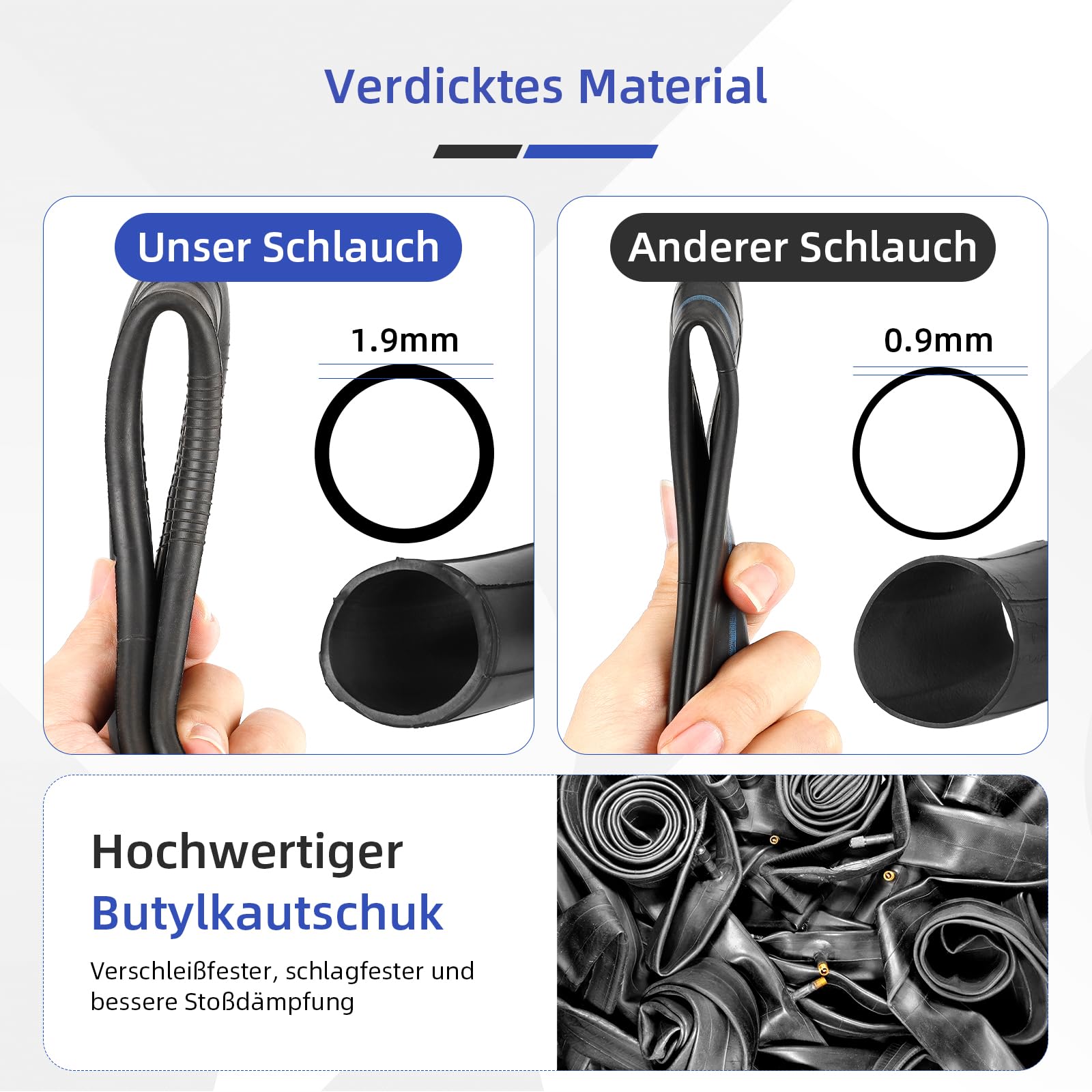 ulip (2er-Set) 8,5x3 (50-134) Offroad-Reifen mit Schlauch 8,5 Zoll Luftreifen für VSETT 8 9 Macury Zero 8 9 Roller