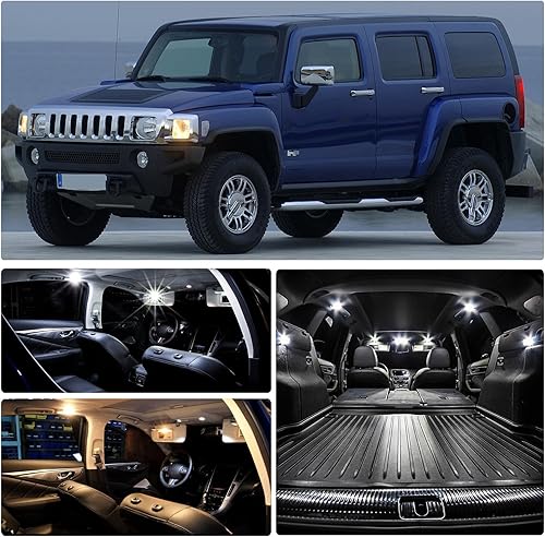 Kit de luces interiores LED blancas para Hummer H3 2006 2007 2008 2009 2010 cúpula para pases, espejo de tocador, cajuela de carga, luces de