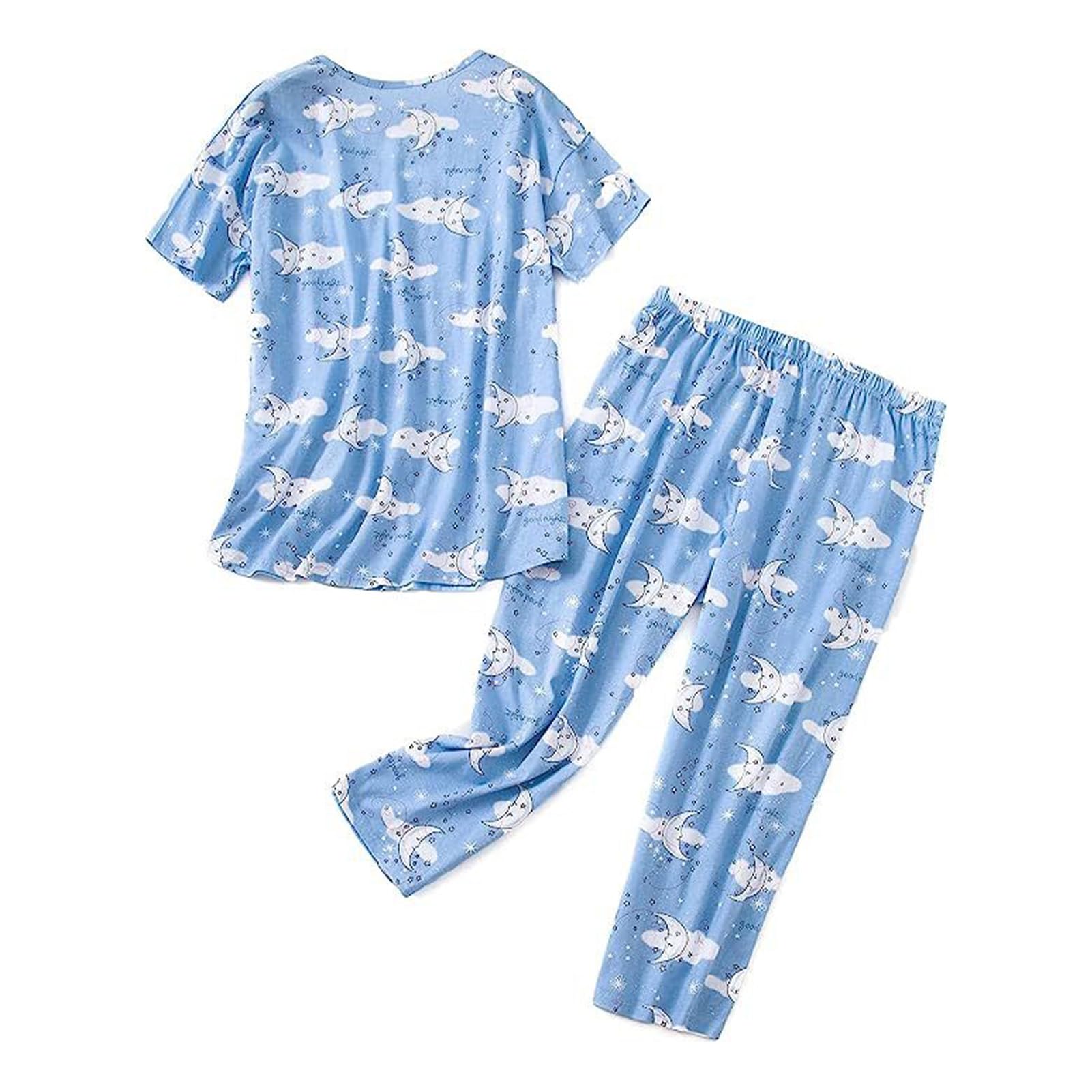 CryfoktSleepwear, Simple Sleep Set Casual V Neck 2 Pieces for Home (5XL)