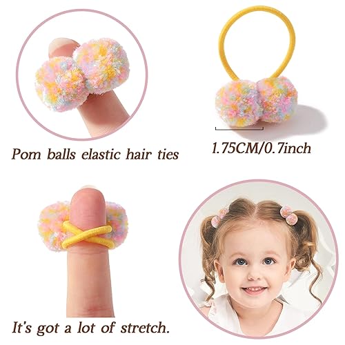 Vista 13 de 40 accesorios para el cabello para niñas, pequeños y esponjosos, soportes elásticos para cola de caballo y bandas de goma para bebés, niñas y bebés