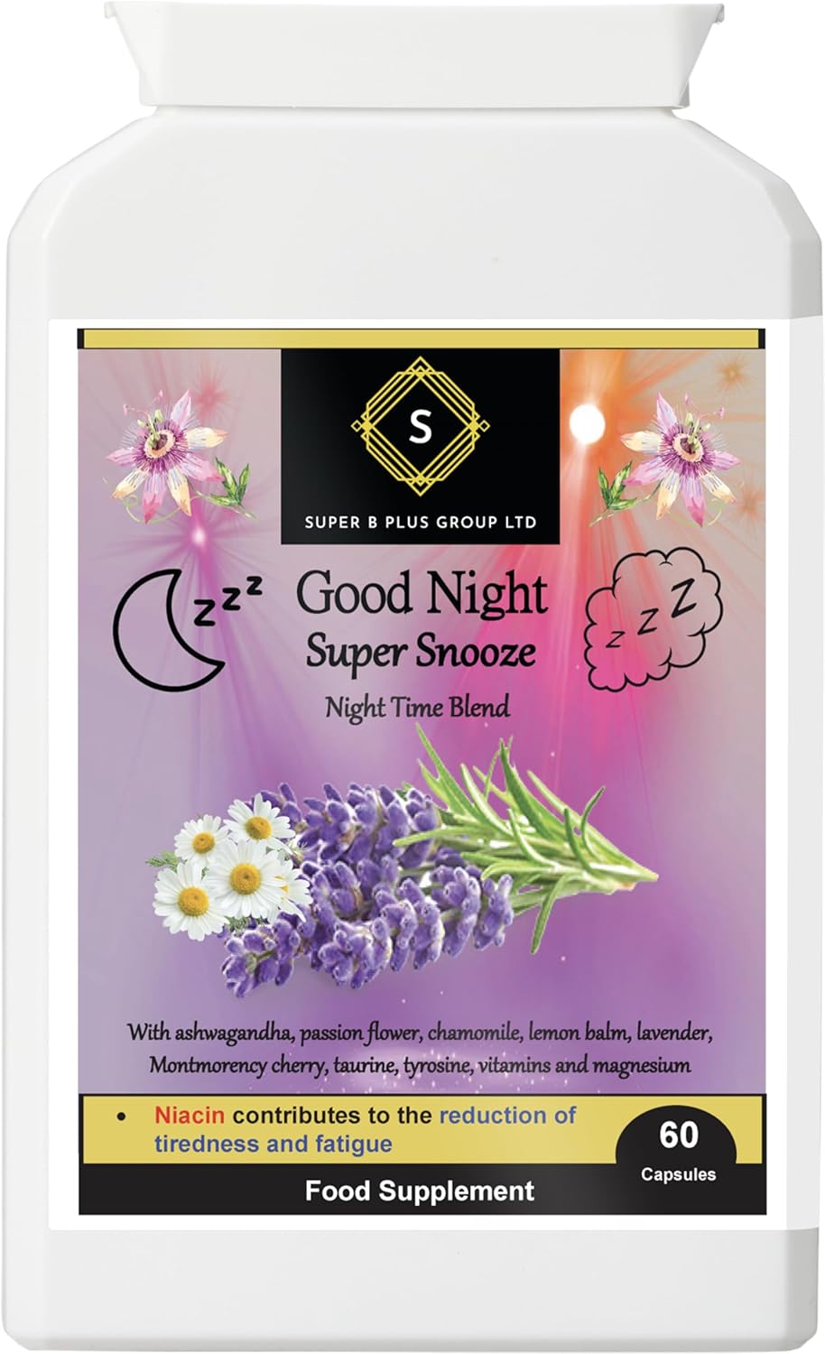 Good Night Super Snooze – Sleep Support with Chamomile & Lavender (Vegan Supplement)