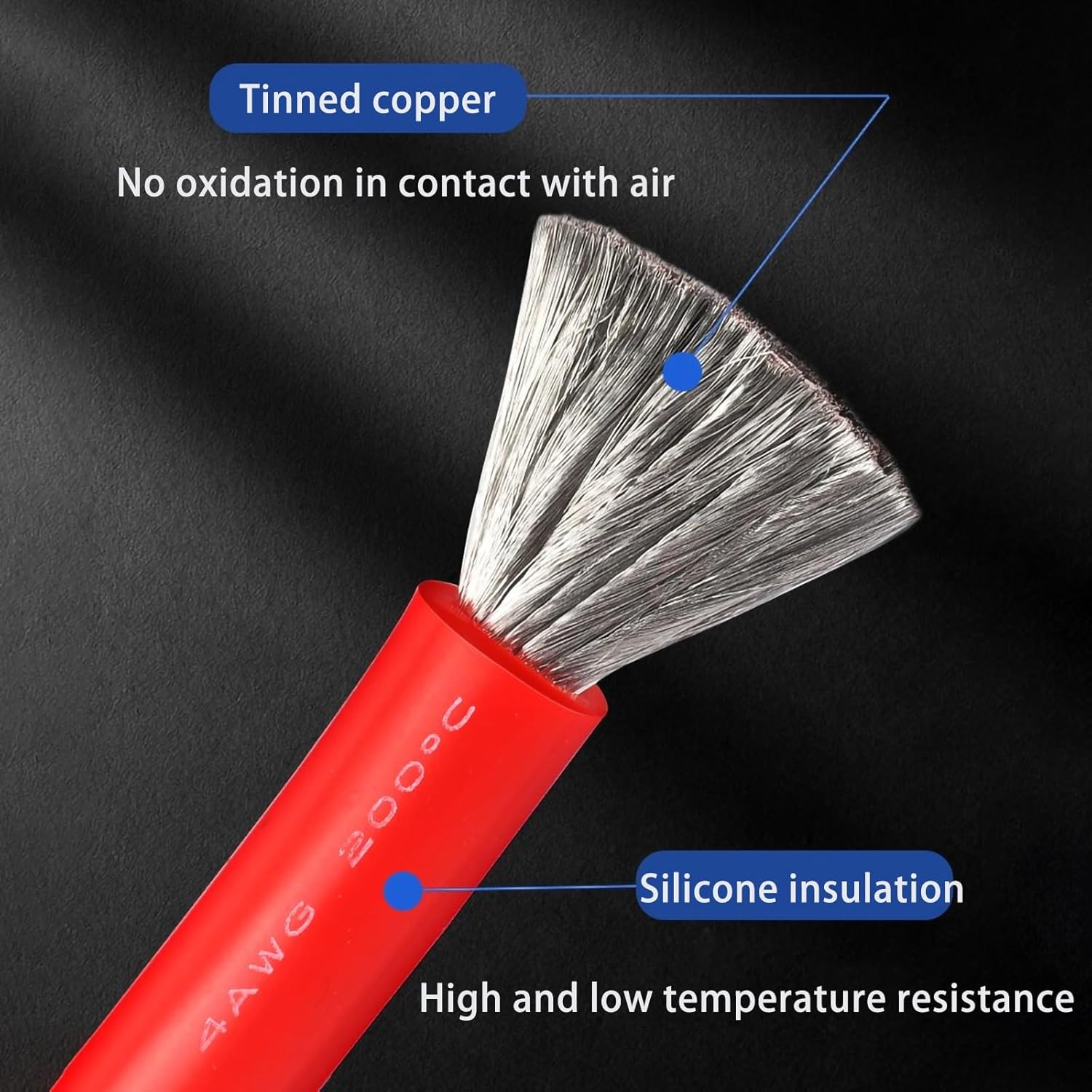 10 AWGシリコンワイヤー 50フィート、超柔軟 10ゲージ撚り銅線、耐高温 392℉ 600V - RC、自動車、バッテリー |