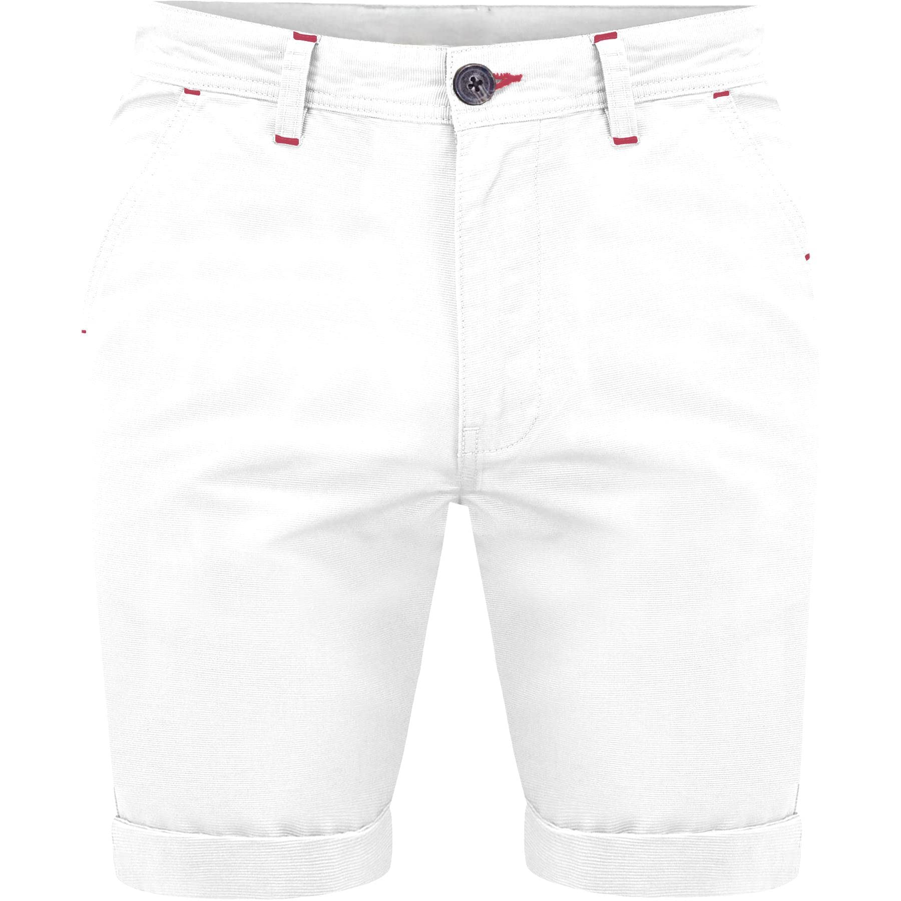 westAce Mens Stretch Chino Shorts Summer Cotton Cargo Combat Casual Jeans Half Pant (36, White)