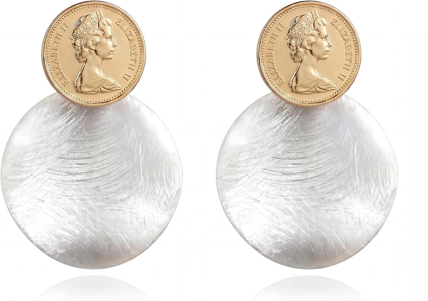 FAMARINE Big Disc Drop Earrings Gold Dangle Earrings Round Hammered Earrings Women