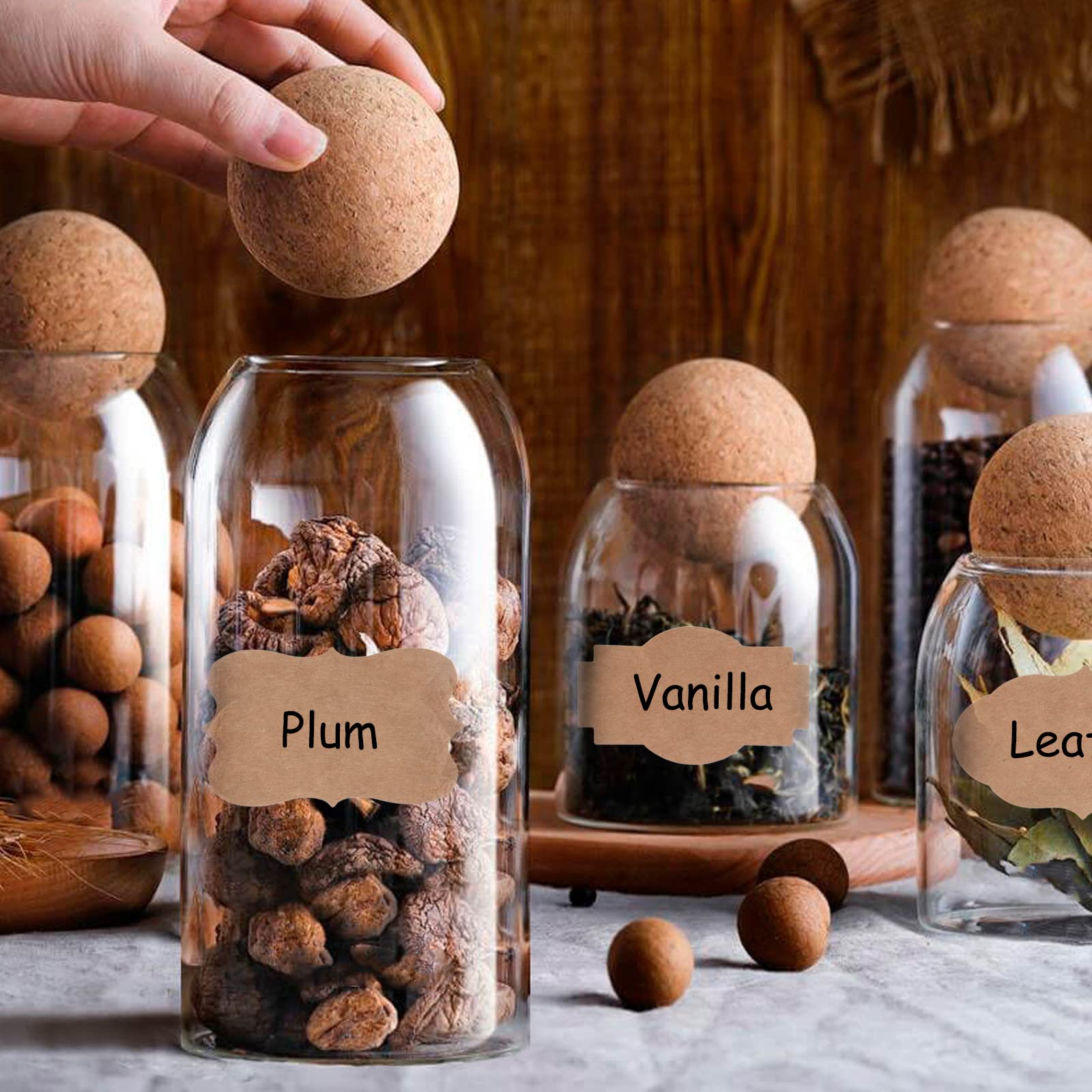 Image secondaire de Lyaor 600 Étiquettes Kraft Vintage Autocollantes pour Bouteilles et Cadeaux