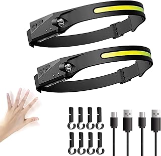 YXtecd 2pcs Head Torch Rechargeable, LED Headtorch, Super Bright 230° Wide Beam with Motion Sensor, Waterproof Lightweight... Price In India