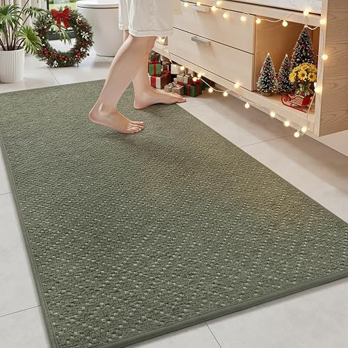 Miniatura 18 de AMOAMI - Tapete de baño delgado, tapetes de baño súper absorbentes para el baño, tapete de baño antideslizante con respaldo de goma de secado