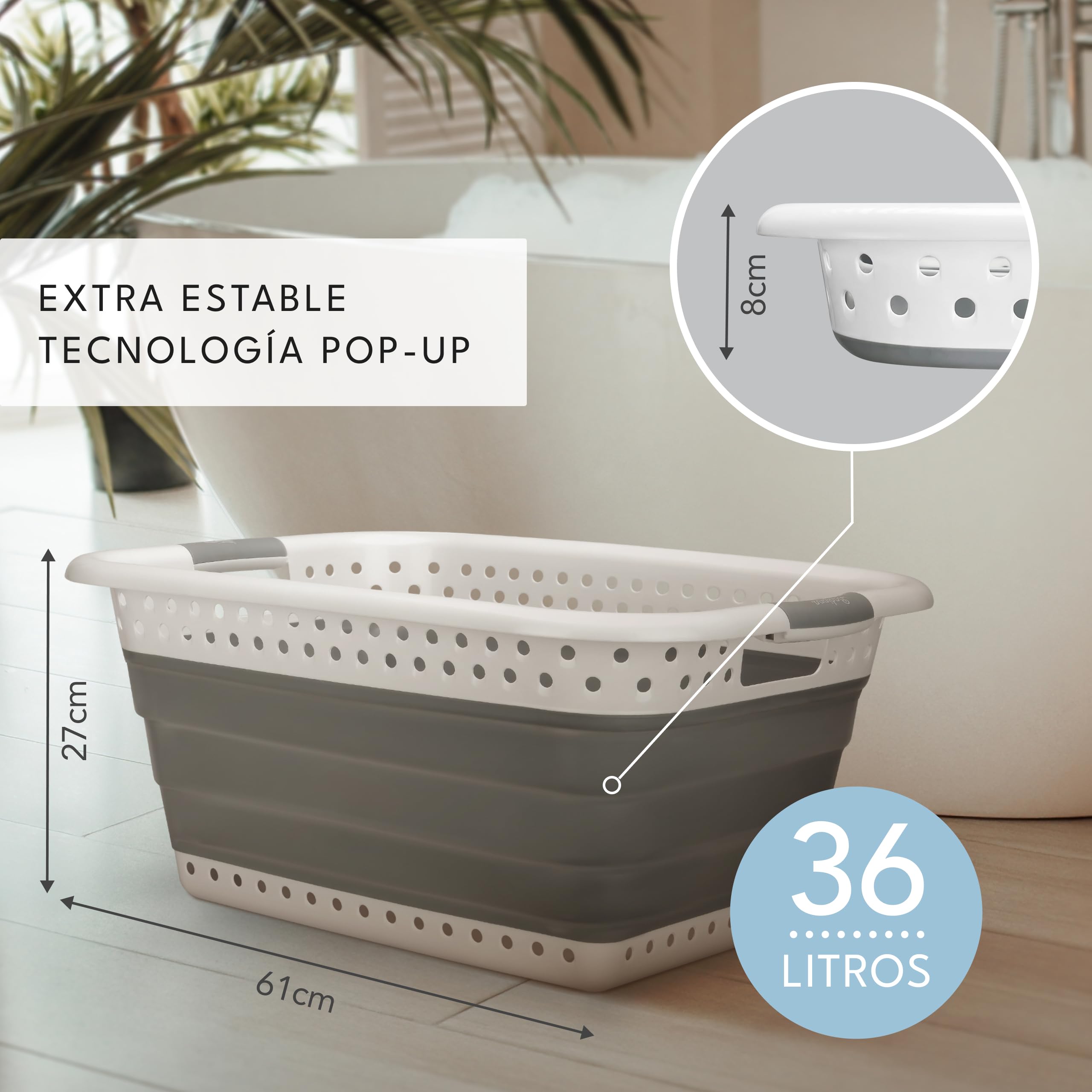 Set de 2 cestos ropa plegable colada - 2x 36 litros & uso universal