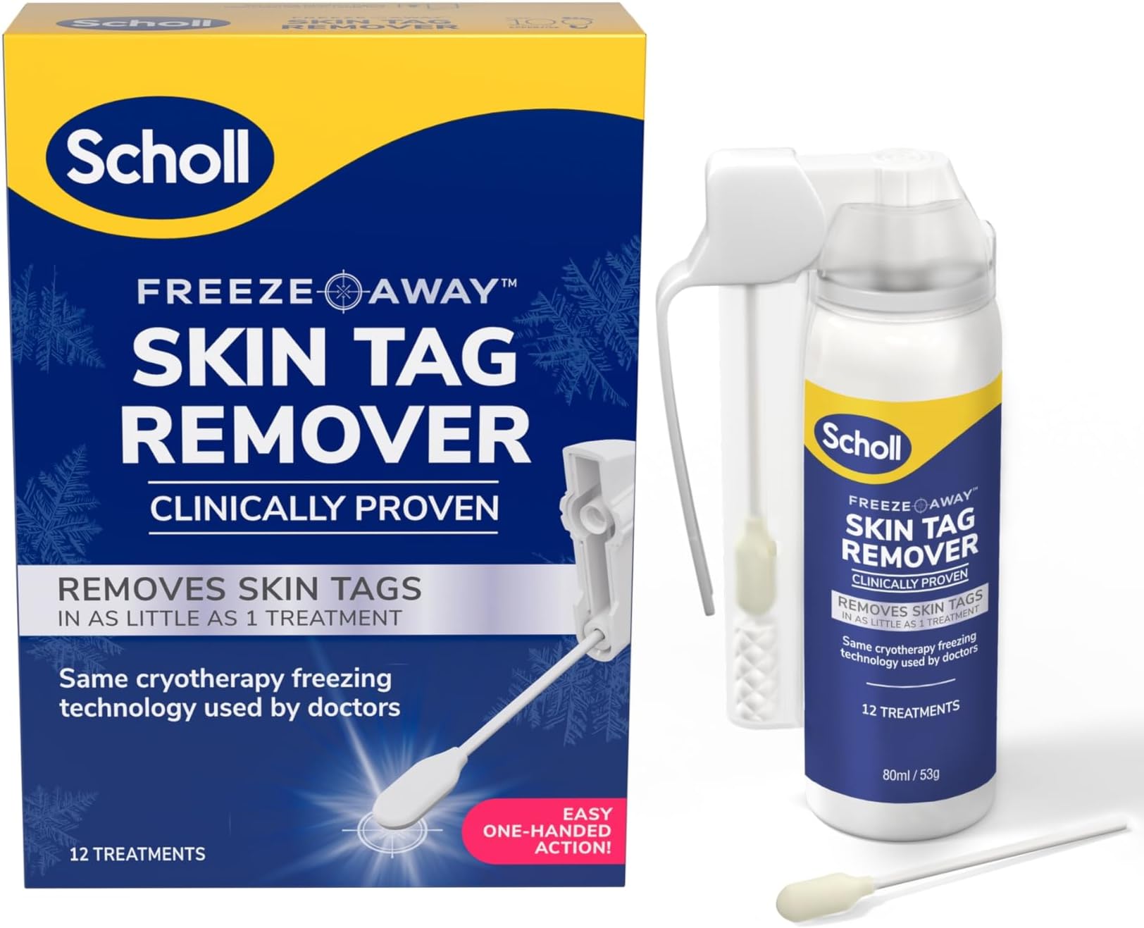 Scholl Freeze Away Skin Tag Removal Kit, Removes Skin Tags in As Little As 1 Treatment, Clinically Proven, 12 Treatments