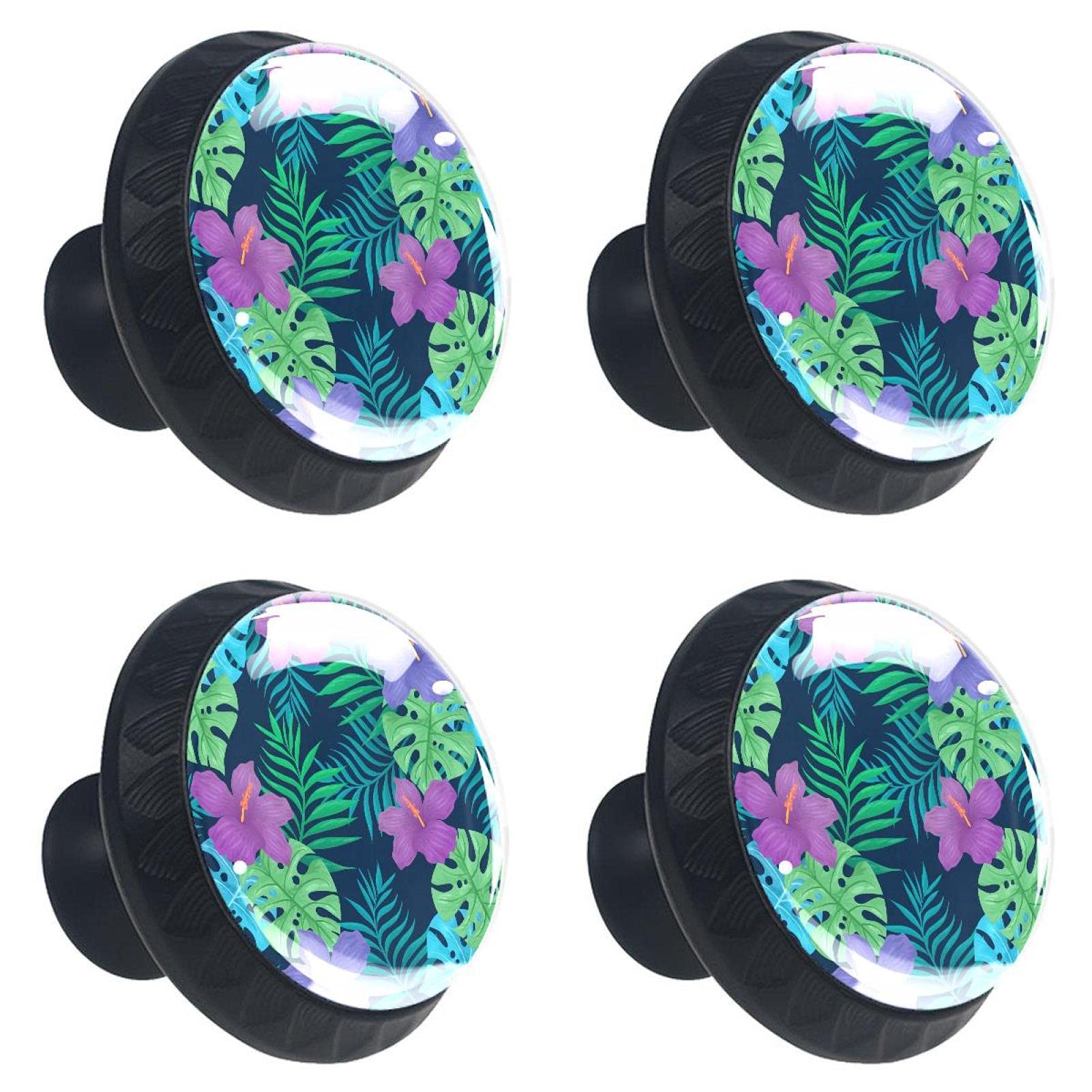 Boutons de meuble pour rénover une cuisine ancienne lot poignées verre fleurs tropicales