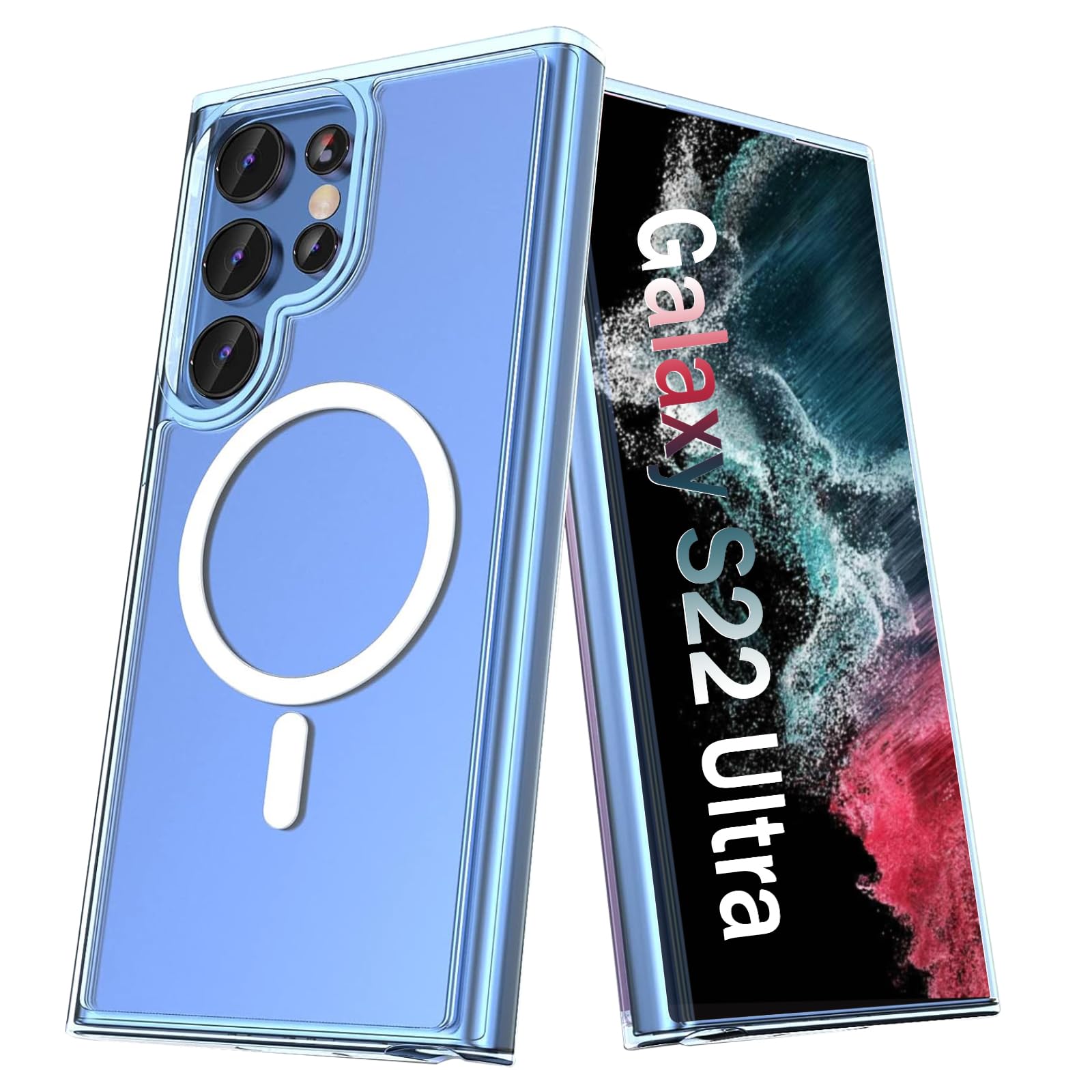 for Samsung Galaxy S22 Ultra Mag-Safe Case,Slim Shockproof Protective Cover with Magnetic,Frosted Hard Back Soft Silicone TPU Bumper Phone Case Compatible Galaxy S22 Ultra 6.8inch,Clear
