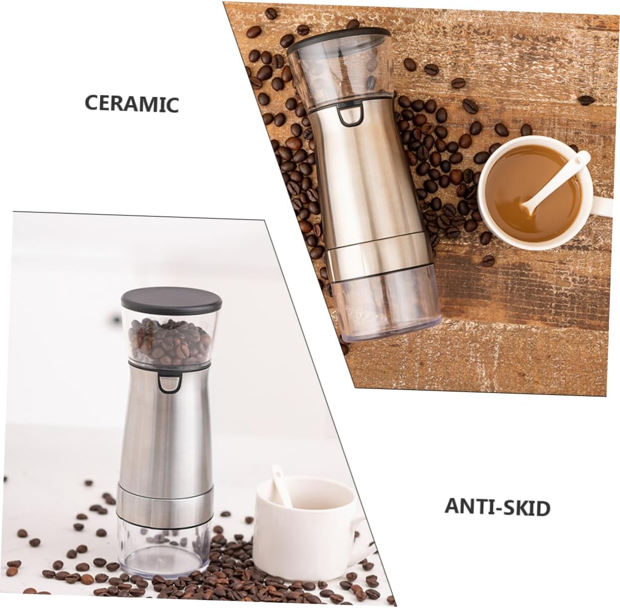 Electric Coffee Bean Grinder USB Rechargeable Compact Stainless Steel Mill with Coarseness Easy to Clean Multifunctional for Household and Kitchen Use