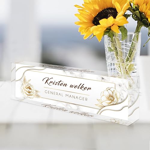 Miniatura 3 de Placa de nombre de escritorio personalizada, placas de nombre personalizadas para escritorios, placa de identificación acrílica personalizada para