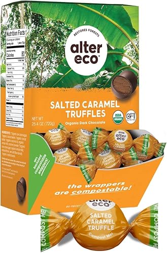 Alter Eco | Salted Caramel Truffles | 58% Pure Dark Cocoa, Fair Trade, Organic, 