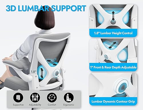 Miniatura 3 de Silla de oficina Silla de escritorio ergonómica cómoda Silla de computadora de malla de 330 libras, sillas ergonómicas para juegos con ruedas,