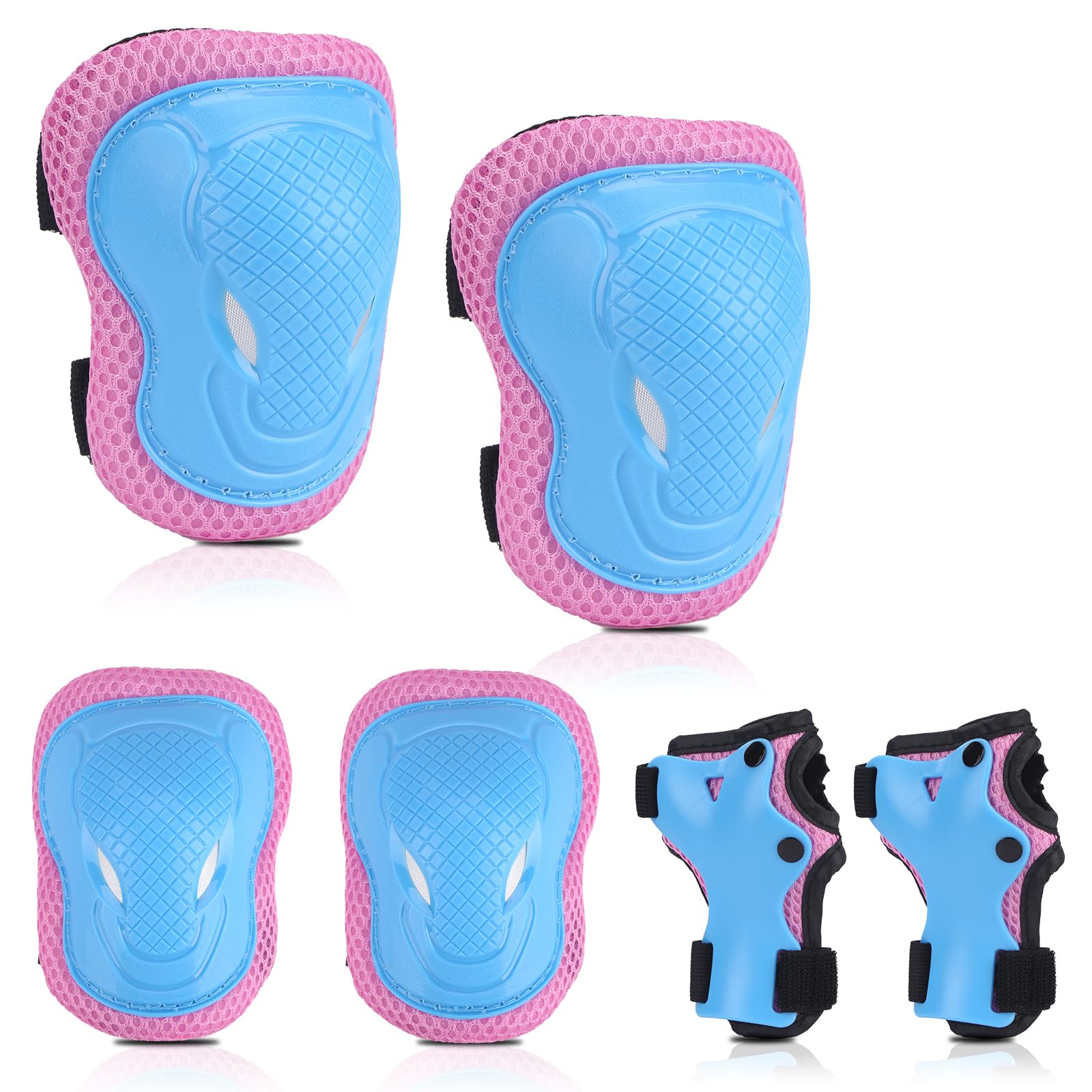 BURSUNLY Knieschoner Kinder Schoner Inliner Kinder, Verstellbare Kinder Protektoren, Knie und Ellenbogenschützer für Kinder, Knieschützer für Inliner Fahrrad Skates Rollschuhe