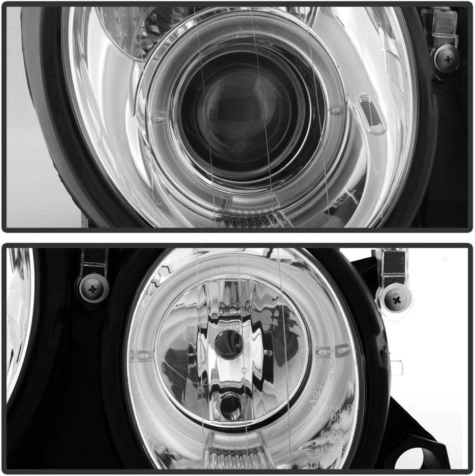 ACANII - For 1998-2002 Mercedes Benz W208 CLK320 CLK430 LED Halo Chrome Housing Projector Headlight Headlamp Left+Right
