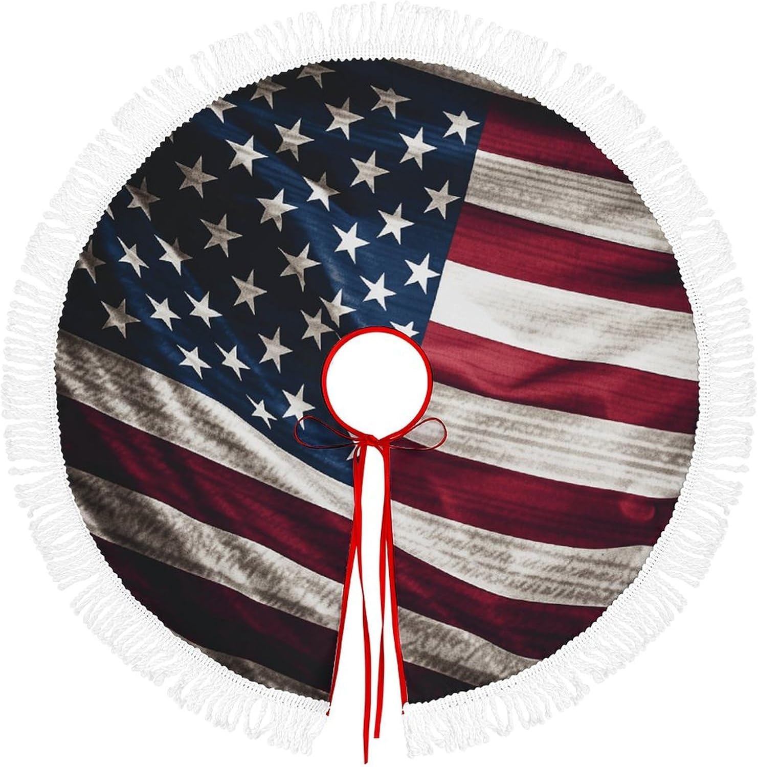 Cute Tassel Christmas Tree Skirt，Halloween Tree Skirt Large Christmas Tree Skirt Christmas Tree Decorations Double Sided Flag Printed Tree Skirt-48in