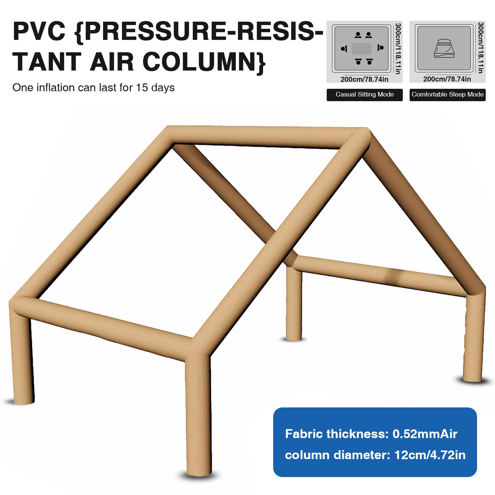 Tende da Campeggio Gonfiabile 6.3m2 Impermeabile PU3000+ con Pompa Resistente al rifugio Oxford Glamping Escape Family Outdoor Adventure Breathable Mesh Structure Quick Setup