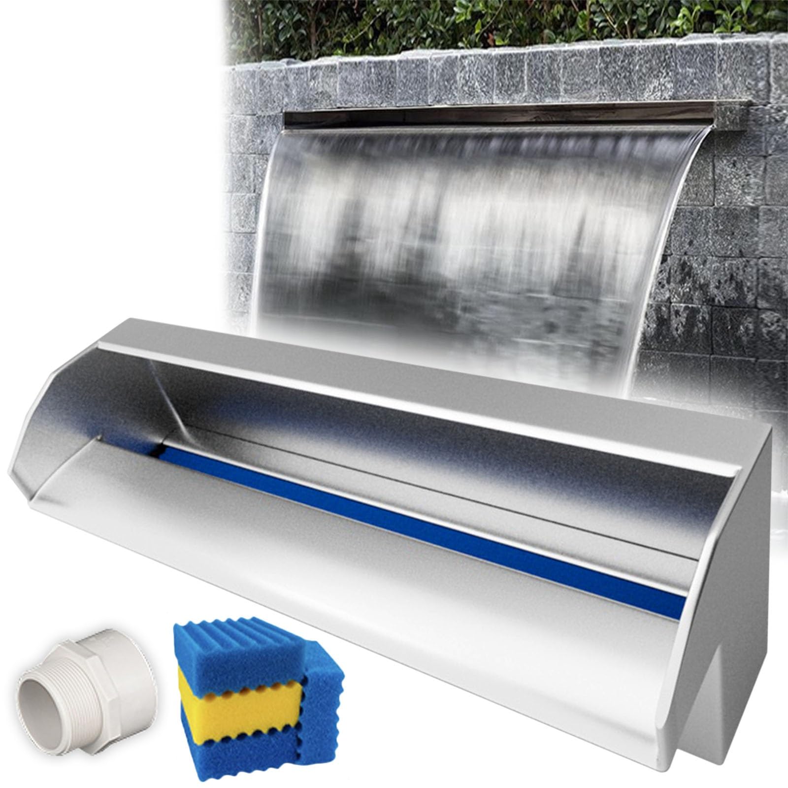 IvyLoutish Stainless Steel Waterfall Spillway for Ponds, Decks & Gardens – 180cm