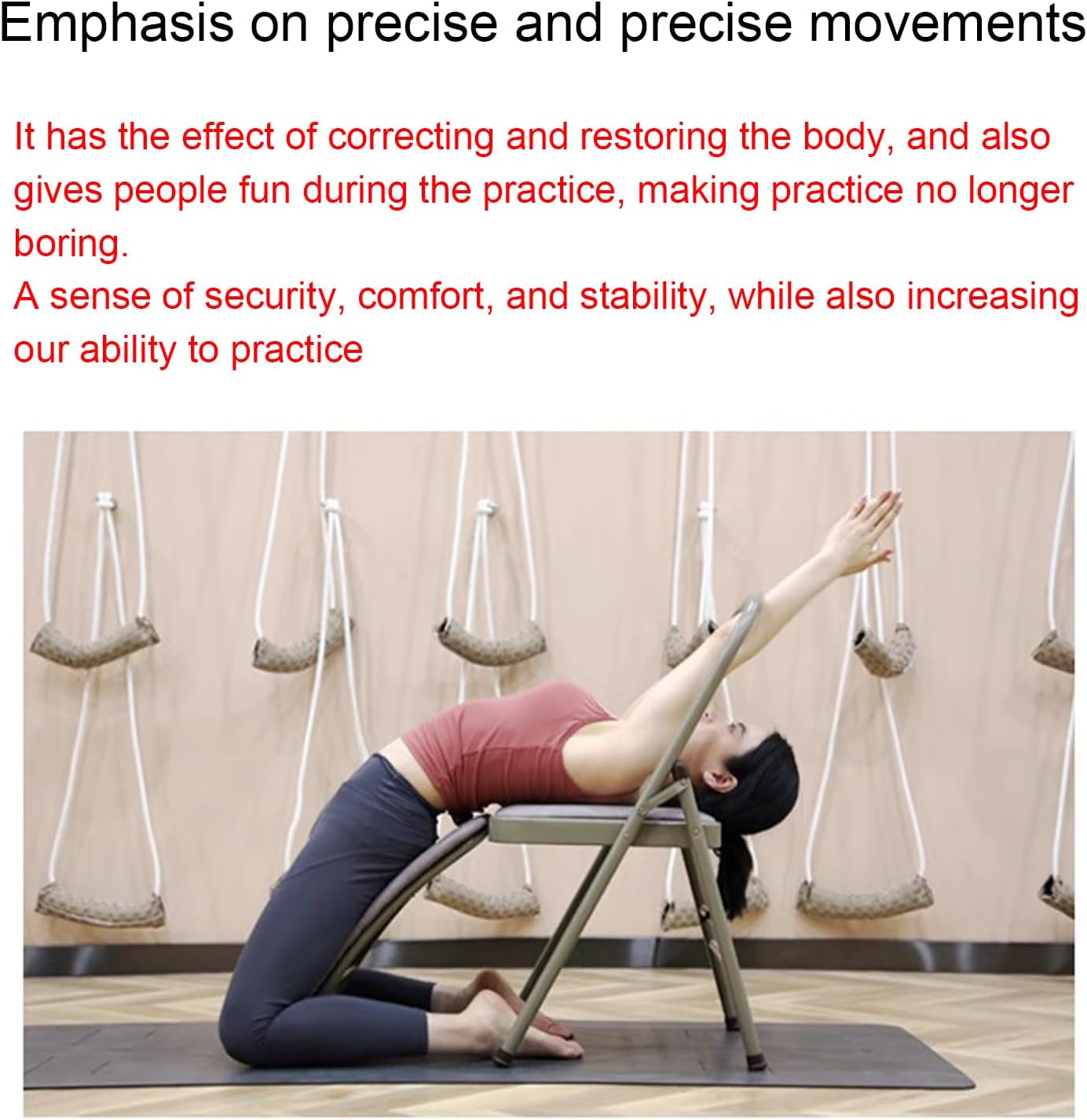 Yoga Chair, Auxiliary Yoga Chair, Folding Chair, Balance Inverted Training Tool, Coach, Adult Yoga Chair, Metal. (1 Piece),C