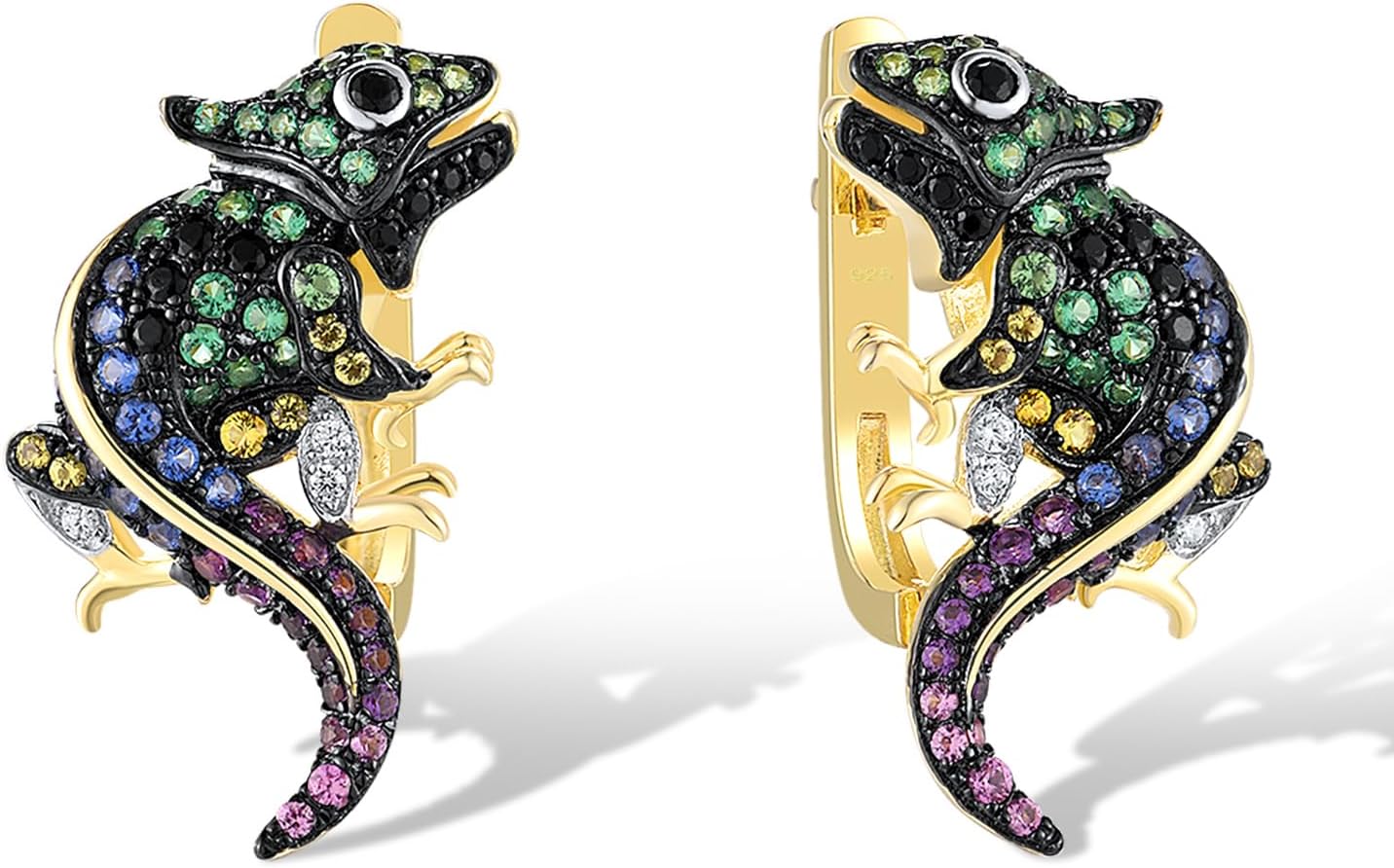 Santuzza 925 Sterling Silver Animal Huggie Earrings Gold Plated Jewelry for Women