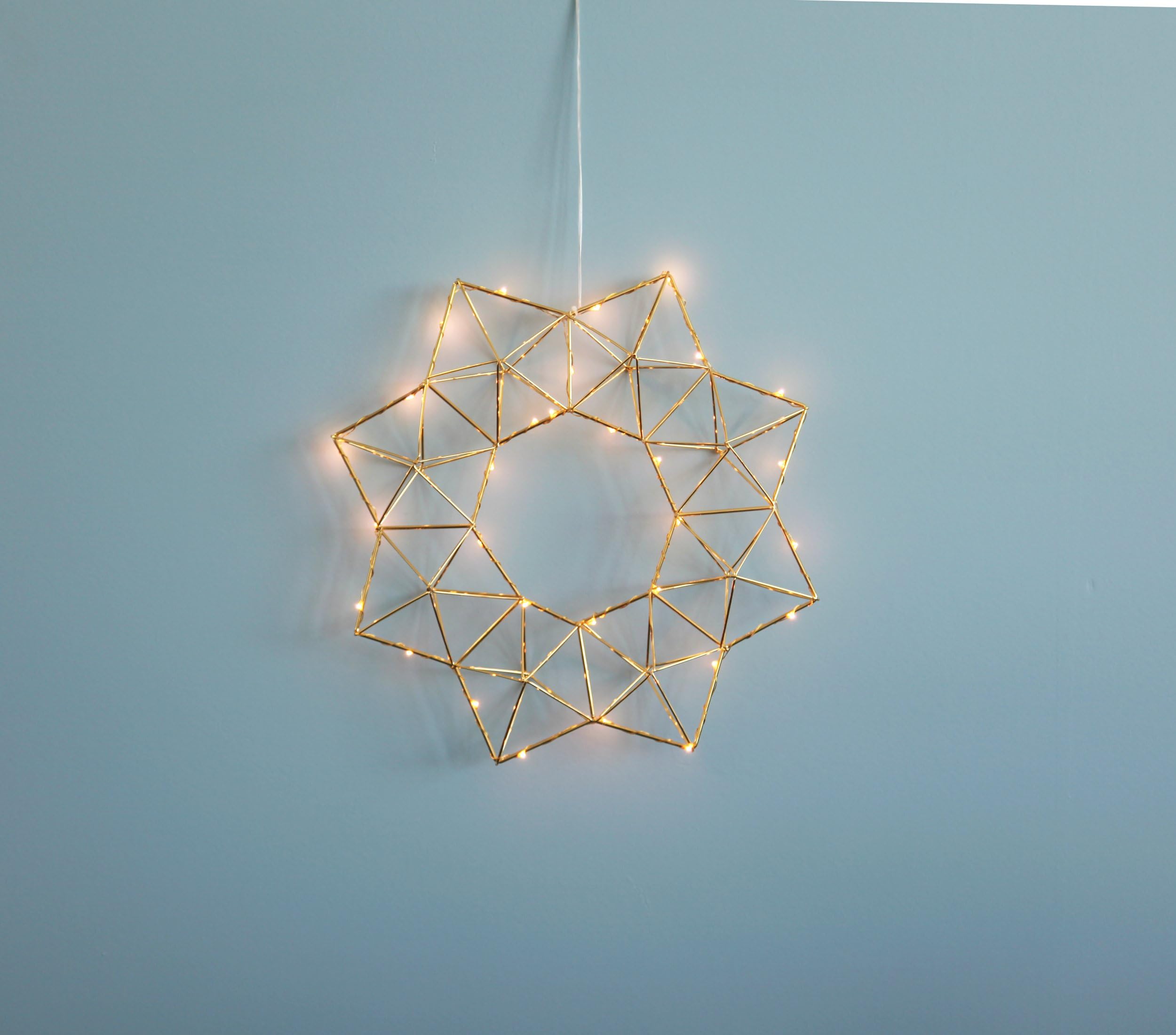 EGLO LED Fenster Lichterkranz Edge Fensterlicht | Weihnachten aus Metall in Messing, Weihnachtskranz Stern mit Kabel, beleuchtete Fensterdeko, warmweiß, Ø 40 cm