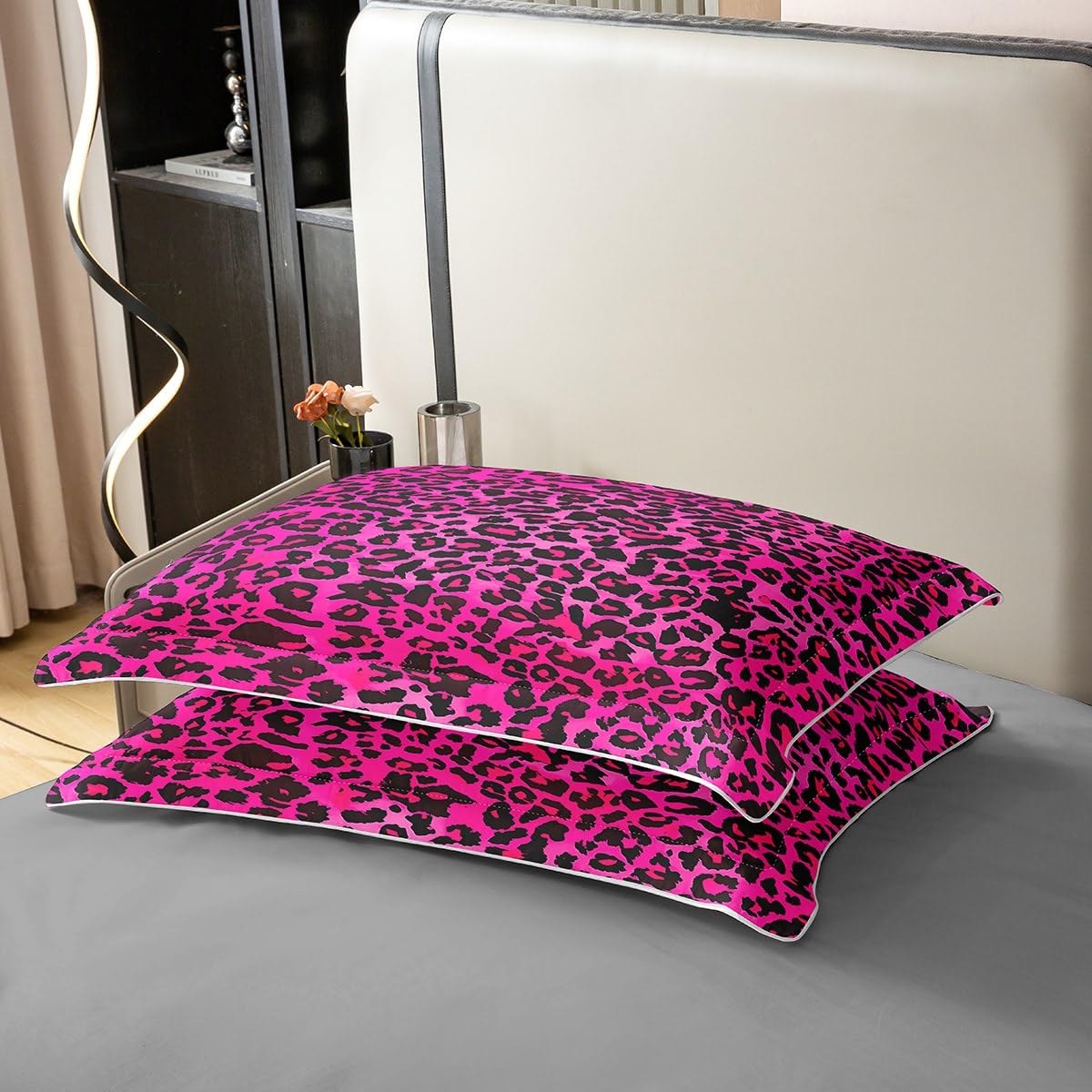 Homemissing Kinder heiße rosa Leopard 100% Baumwolle Bettwäsche Set 135x200cm Tierdruck Betten für Kinder Jungen Mädchen Gepard Bettwäsche-Set leichte Frauen Männer Safari Schlafzimmer Dekor