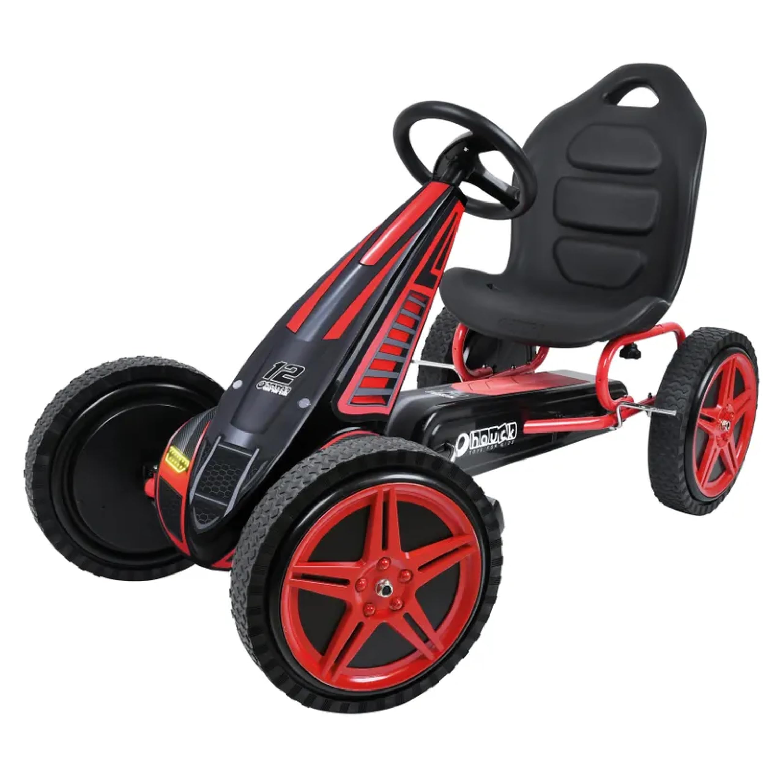 hauck Cyclone Pedal Go Kart with Adjustable Bucket Seat, 12 Inch EVA Foam Plastic Wheels, Handbrake for Rear Wheels