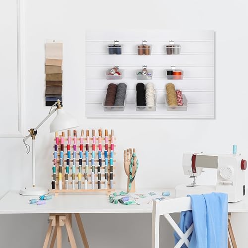 Miniatura 5 de Paquete de 18 cubos Slatwall de accesorios, varios tamaños, de plástico, montados en la pared, con ganchos de pared para montaje en pared,