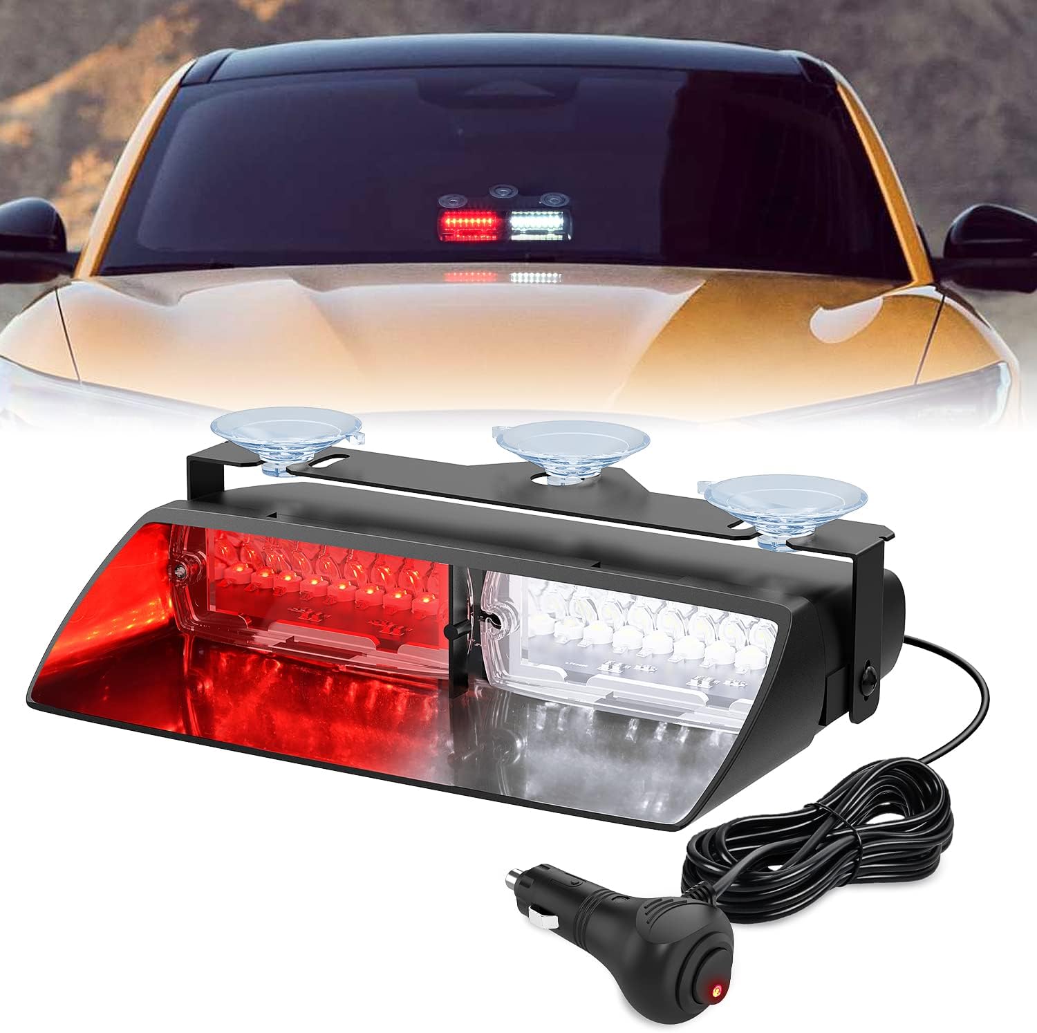 Nilight Emergency Strobe Lights Windshield Hazard Warning Security Flash with Suction Cups Tremendous Vibrant LED Gentle for Police Enforcement Firefighters Automobile Truck