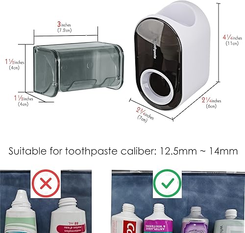 Miniatura 2 de Soporte para cepillos de dientes montado en la pared con cubierta para baño, 2 ranuras organizador de almacenamiento de cepillos de dientes para