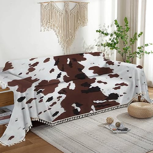 Miniatura 2 de Funda de sofá azteca Texas Longhorn con diseño de piel de vaca con manchas marrones grandes, funda de animal, fundas de sofá, toallas, lavables,