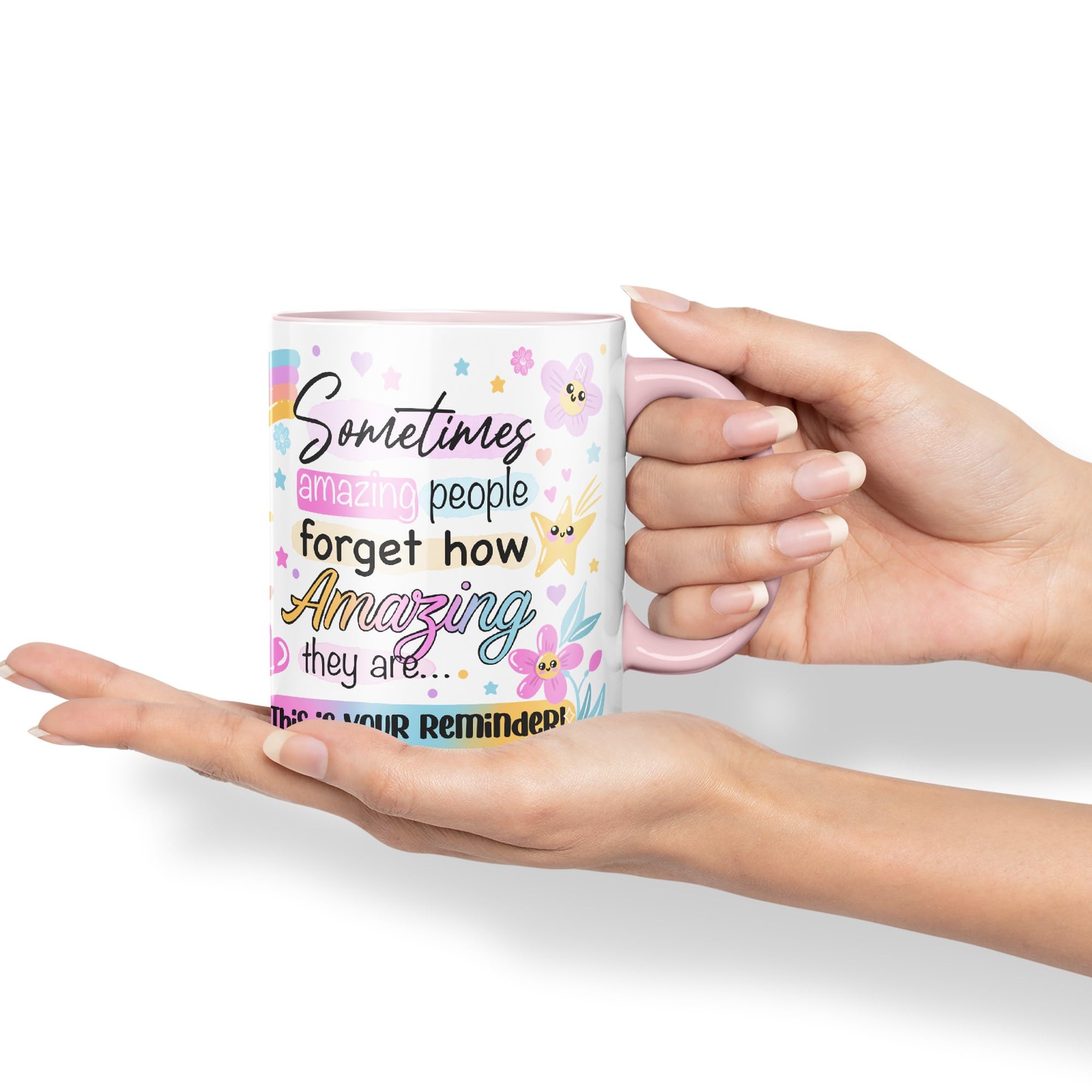 Vixar Sometimes Amazing People Forgot... Coloured Ceramic Mug Cup Gift 330ml 11oz Work Office Tea Coffee Gift (Pink) - Image 3