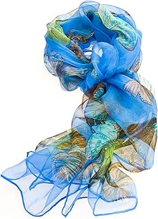 Signare 100% Pure Silk Scarf Hair Scarf Head Scarf for women lightweight with Butterfly Pattern