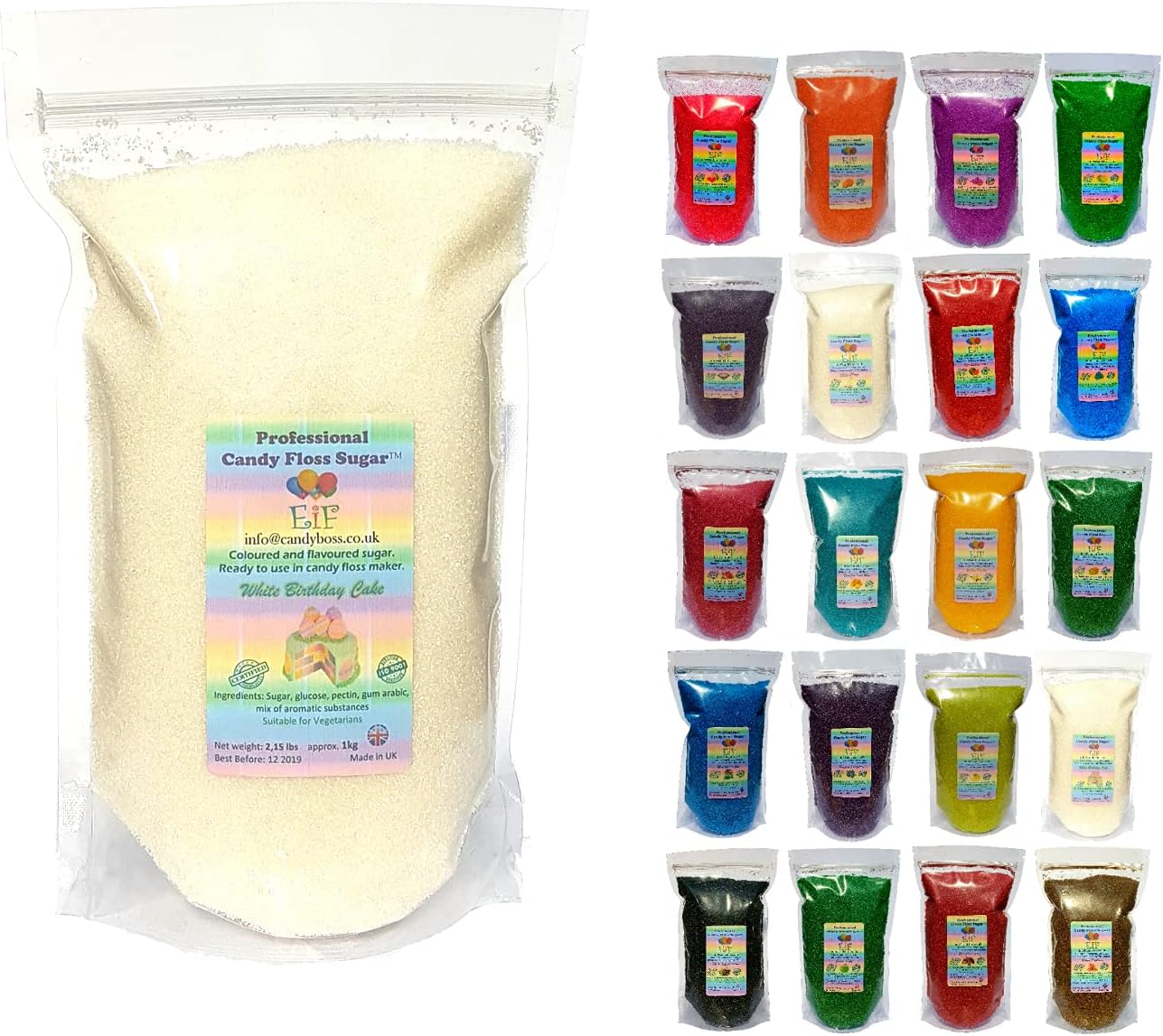 Candy Floss Cotton Sugar EverydayisFriday White Birthday Cake 1 KG - Ready to Use in Your Machine