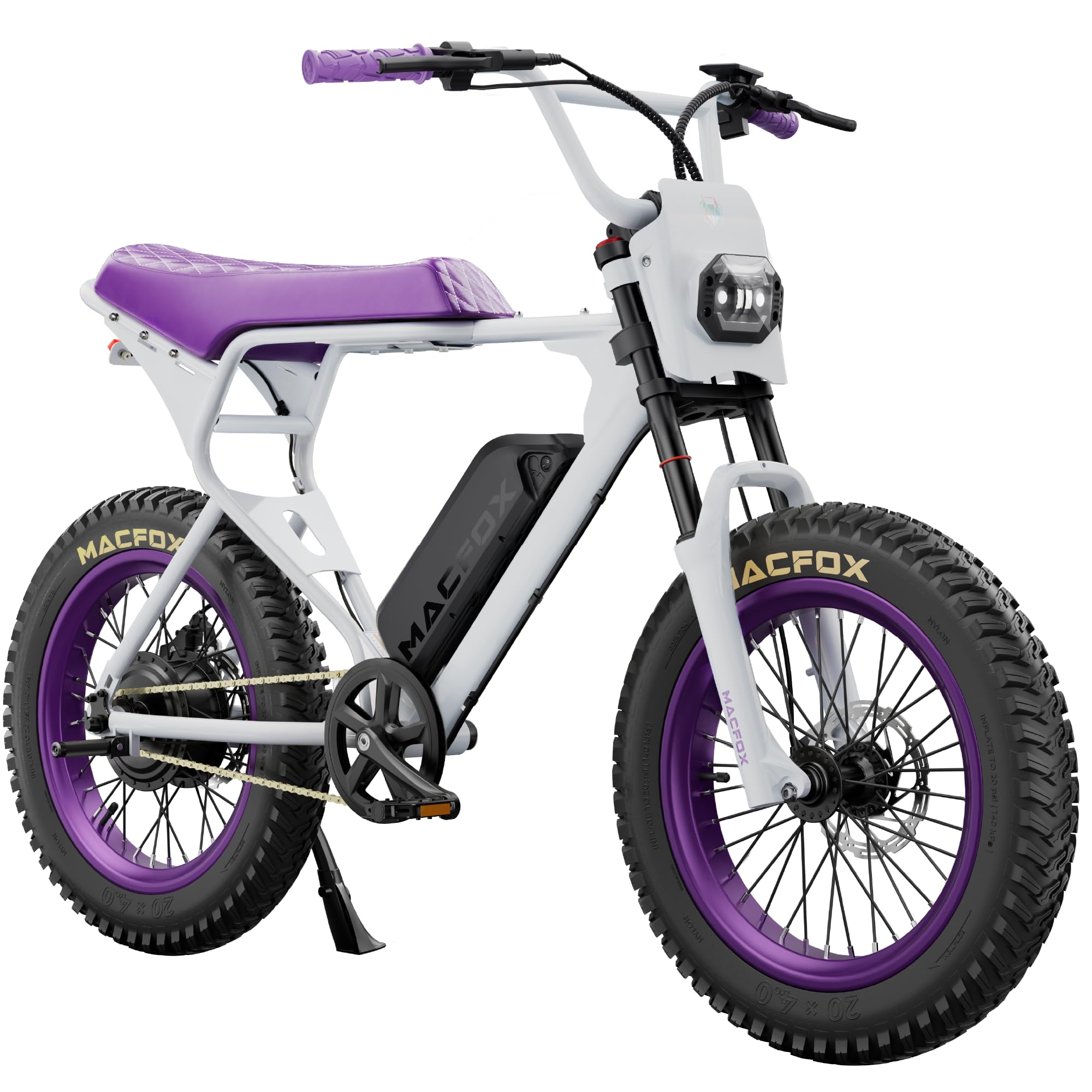 MACFOX X1S Electric Bike for Adults, 750W Peak Power, 48V 10.4Ah Removable Battery, 28 Miles Range, 20"x4" Fat Tire Ebike, Front Suspension Fork, Single Speed Off-Road Commuter E-Bike